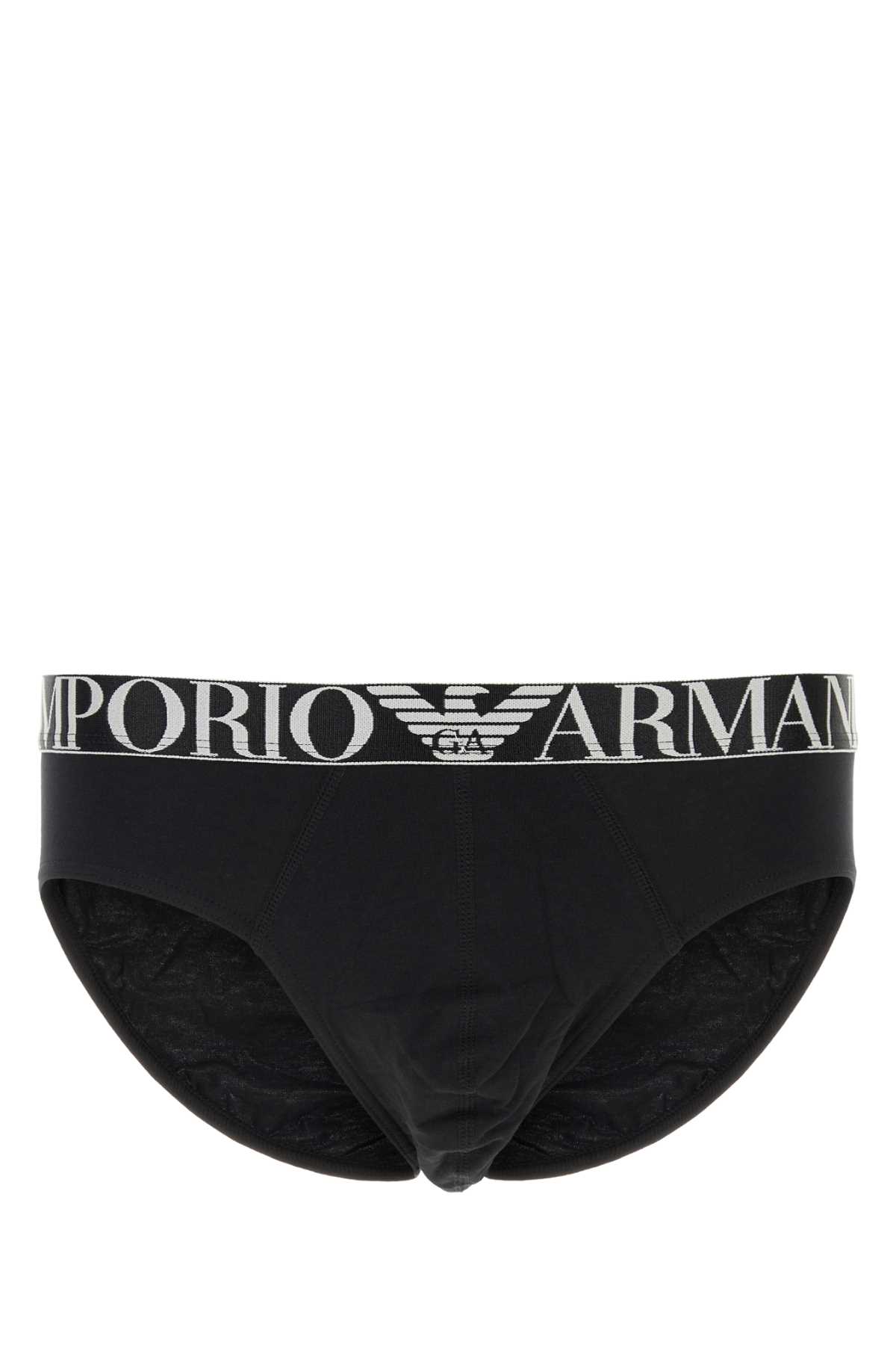 Black Stretch Cotton Brief Set