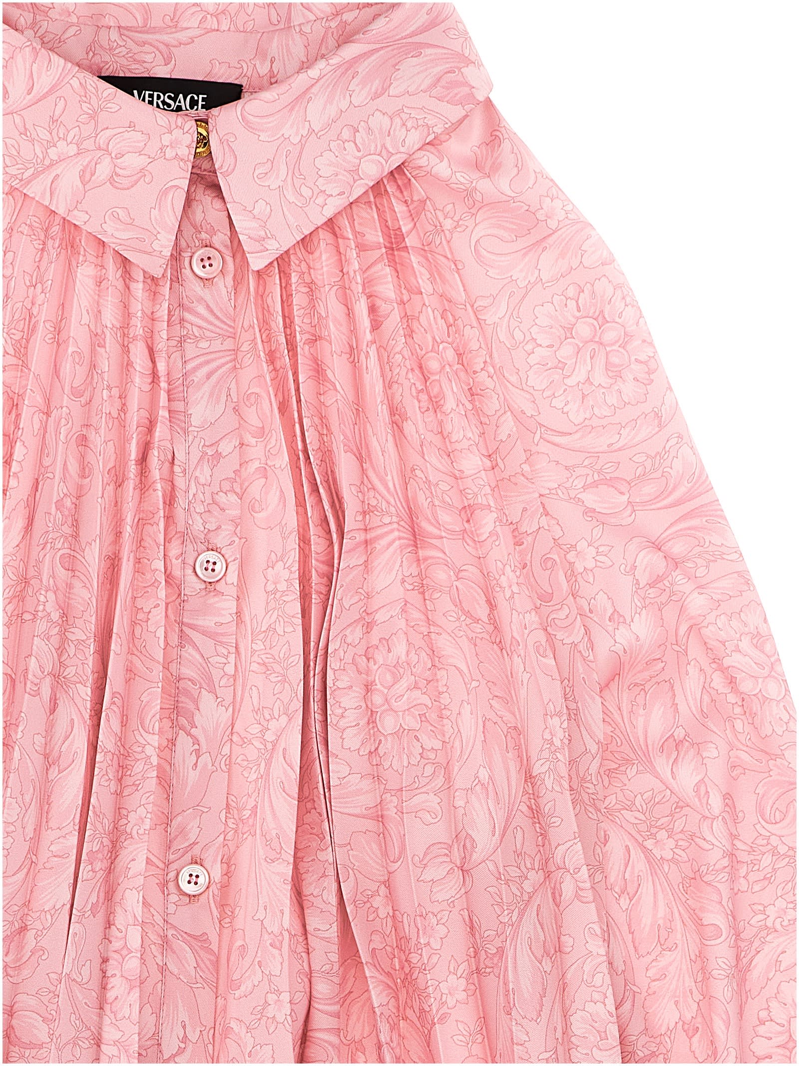 Shop Versace Pleated Dress In Pink