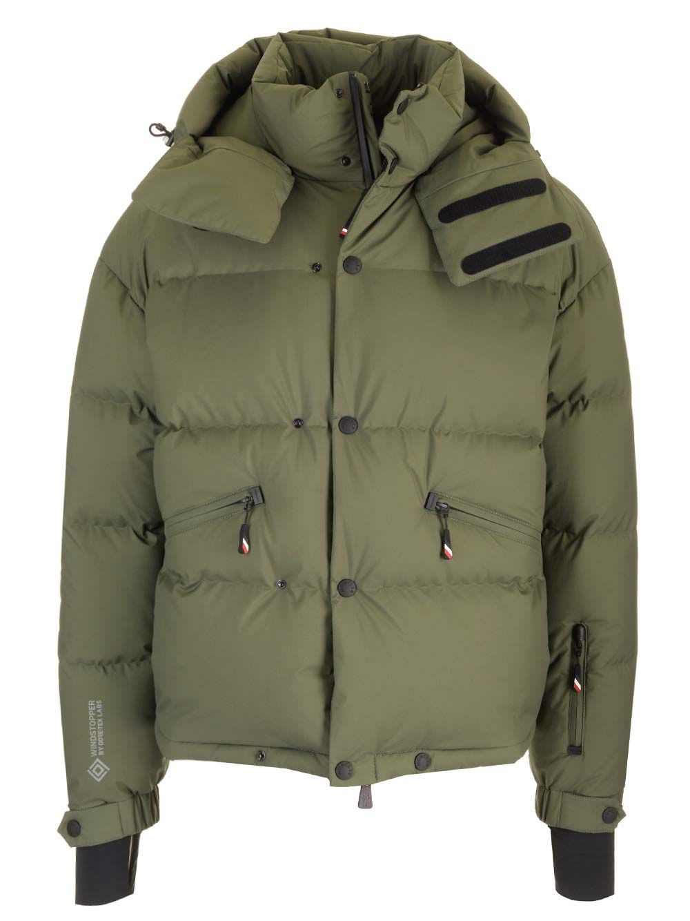 Shop Moncler Coraia Gore-tex Short Down Jacket In Green