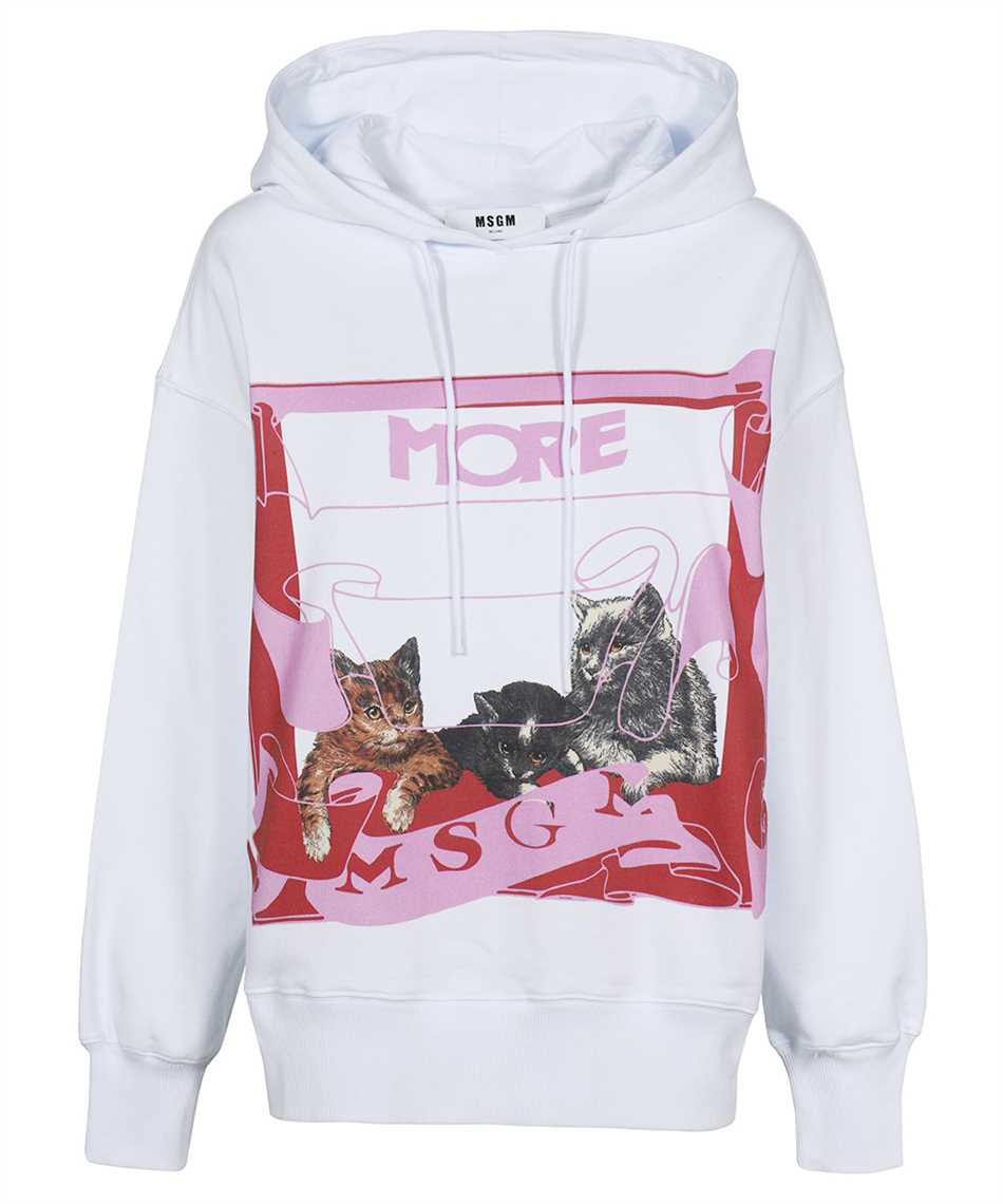 Msgm Cotton Hoodie In White