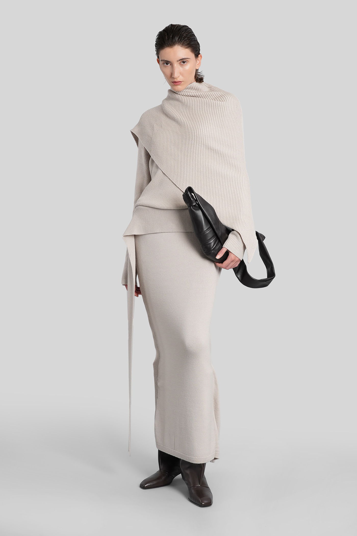 Entire Studios Tier Skirt Skirt In Grey Wool In Neutral