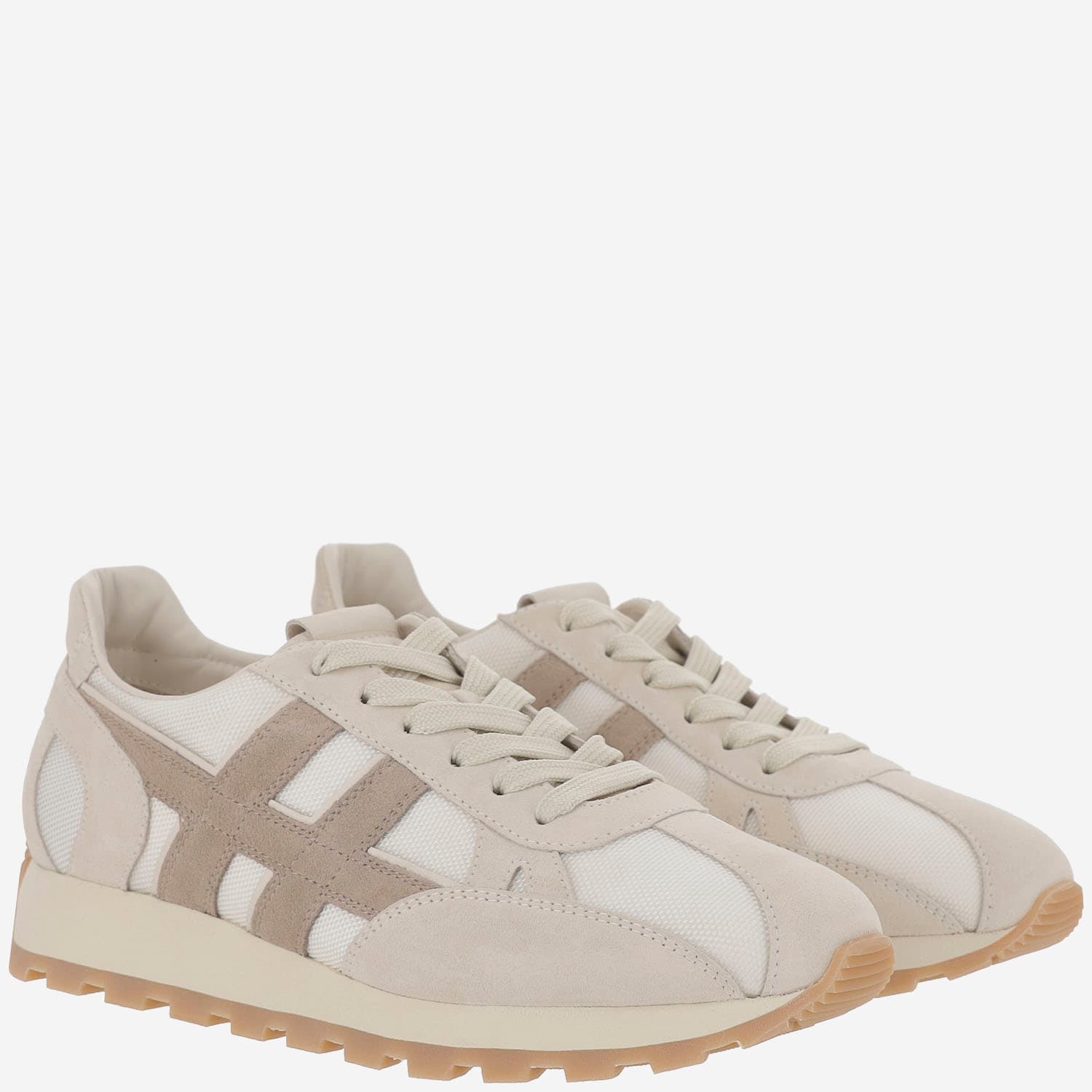 Hogan Men's 86er Suede And Mesh Sneakers In Beige