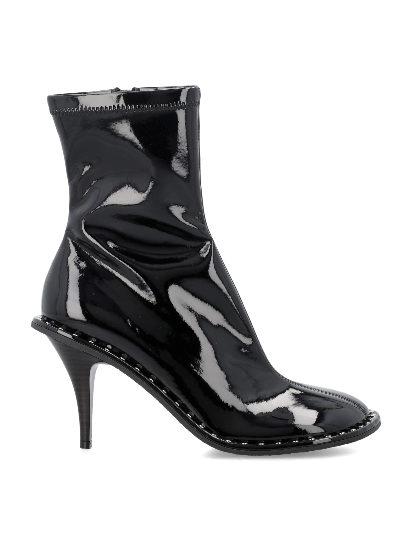STELLA MCCARTNEY RYDER LACQUERED STILETTO ANKLE BOOTS