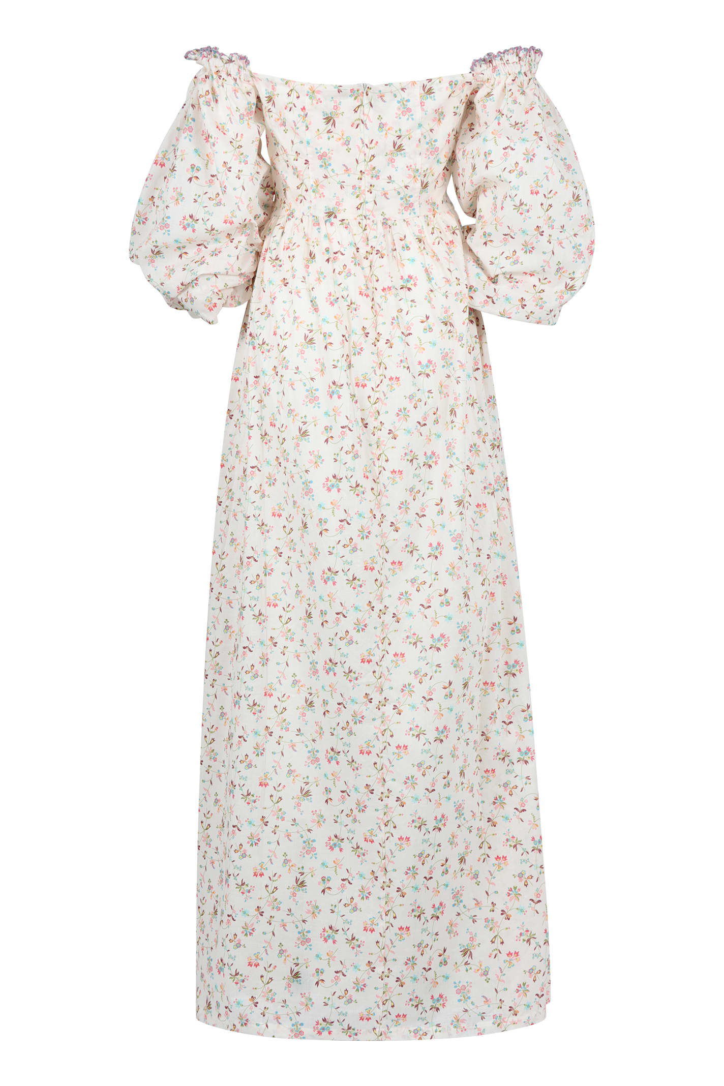 Anjuna Farah Floral-print Puff-sleeve Maxi Dress In White