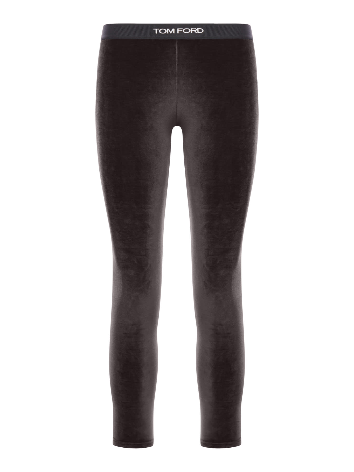 Shop Tom Ford Stretch Lustrous Velour Signature Leggings In Chocolate Brown