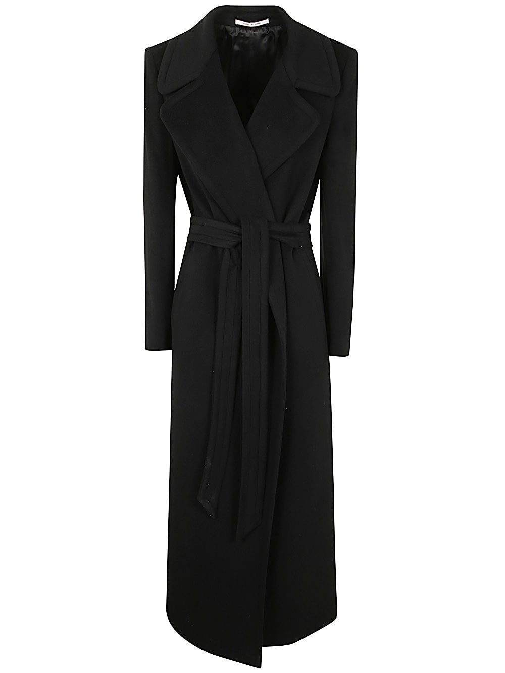 Shop Tagliatore Melody Extra Long Coat With Belt In Black