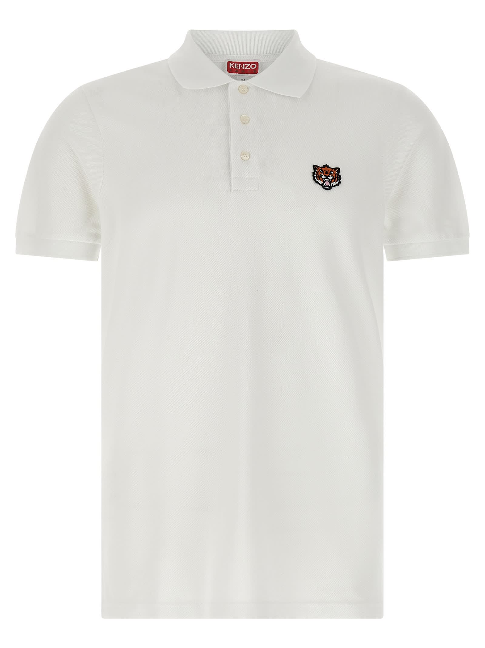 Kenzo White Cotton T-shirt With Embroidered Tiger Logo In White