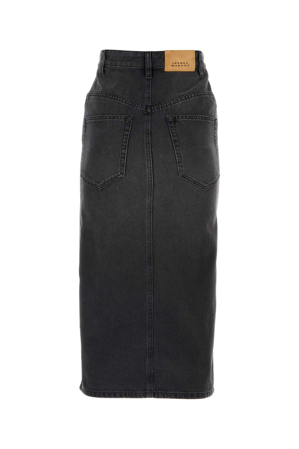 Marant Etoile Black Denim Vandy Skirt In Fadedblack