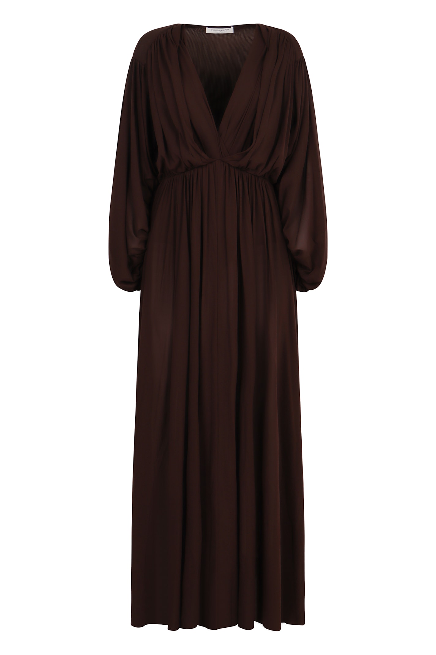 Shop Philosophy Di Lorenzo Serafini Draped Long Dress In Brown