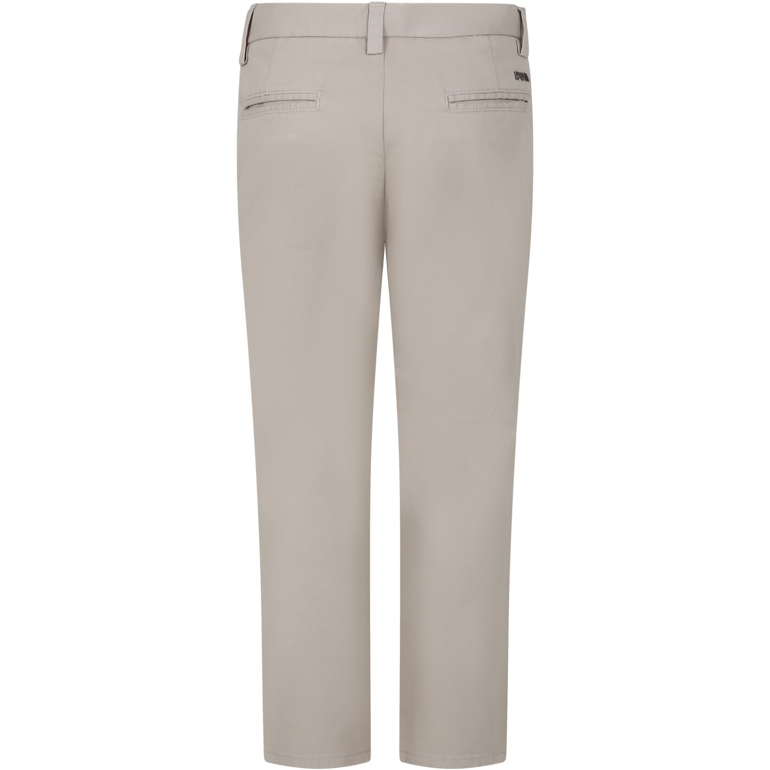 Shop Emporio Armani Ivory Trousers For Boy With Logo In Corda