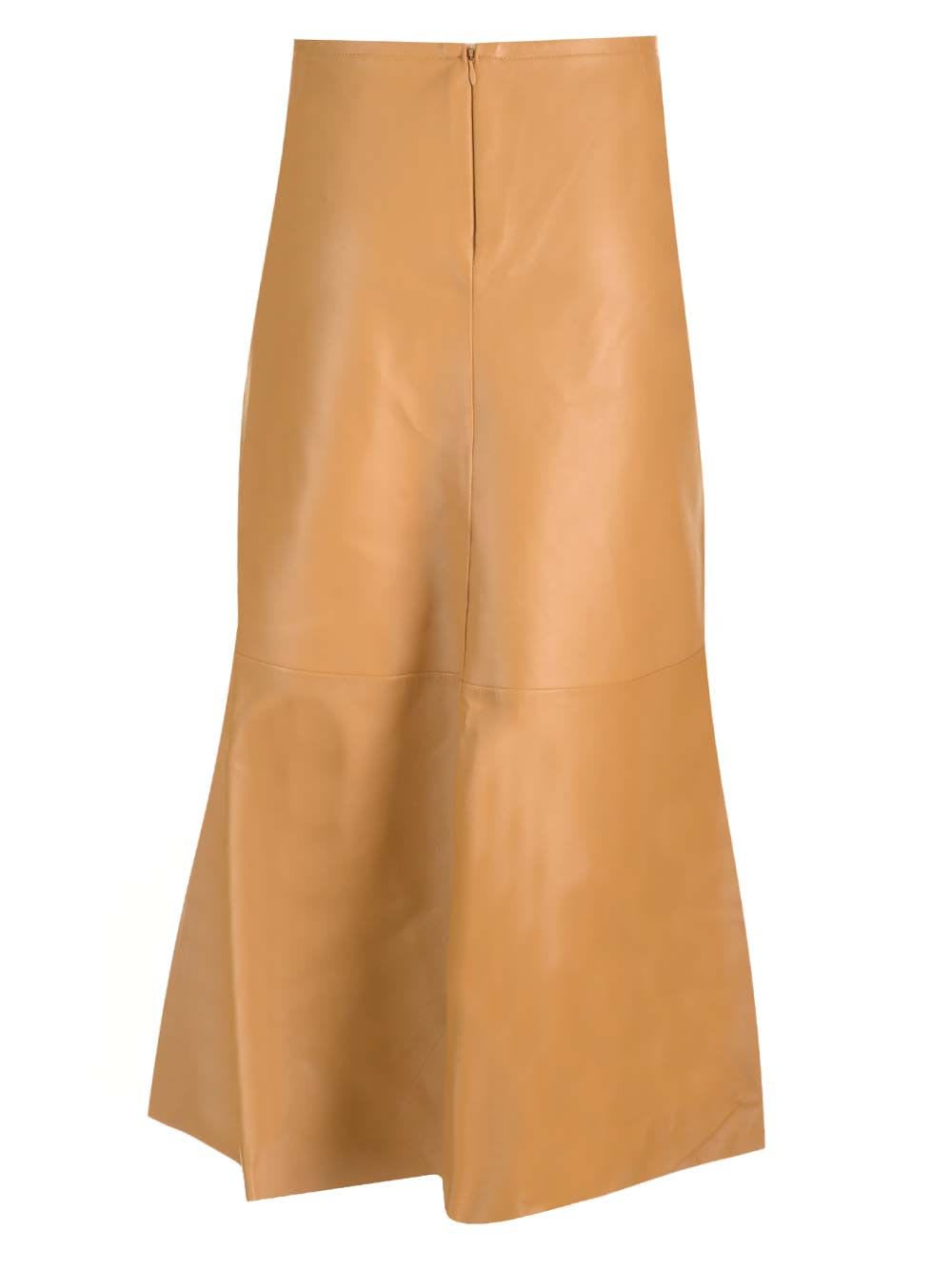 Shop Forte Forte Nappa Midi Skirt In Brown