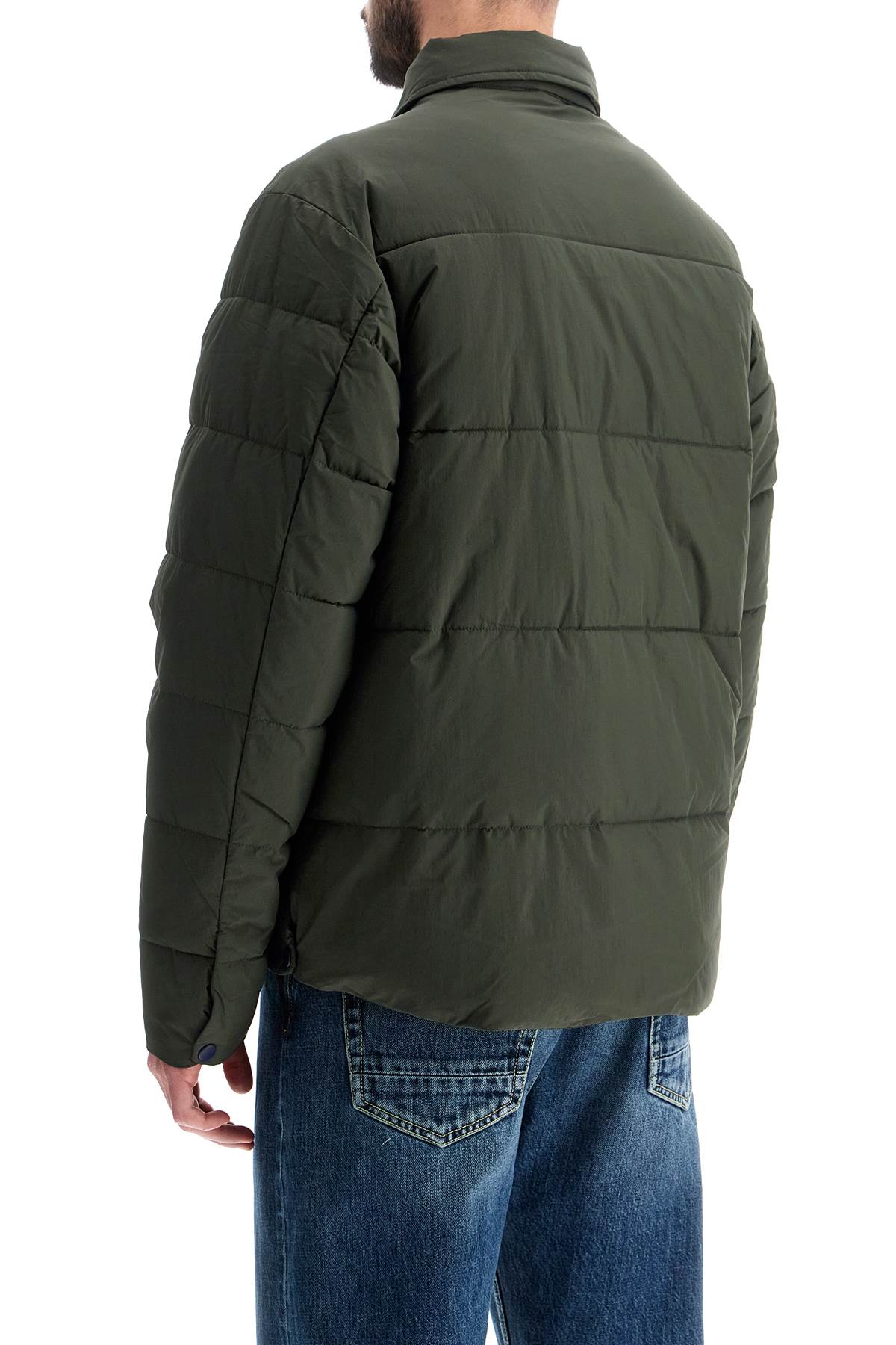 Shop Ps By Paul Smith Lightweight Recycled Nylon Down Jacket In Very Dark Green (khaki)