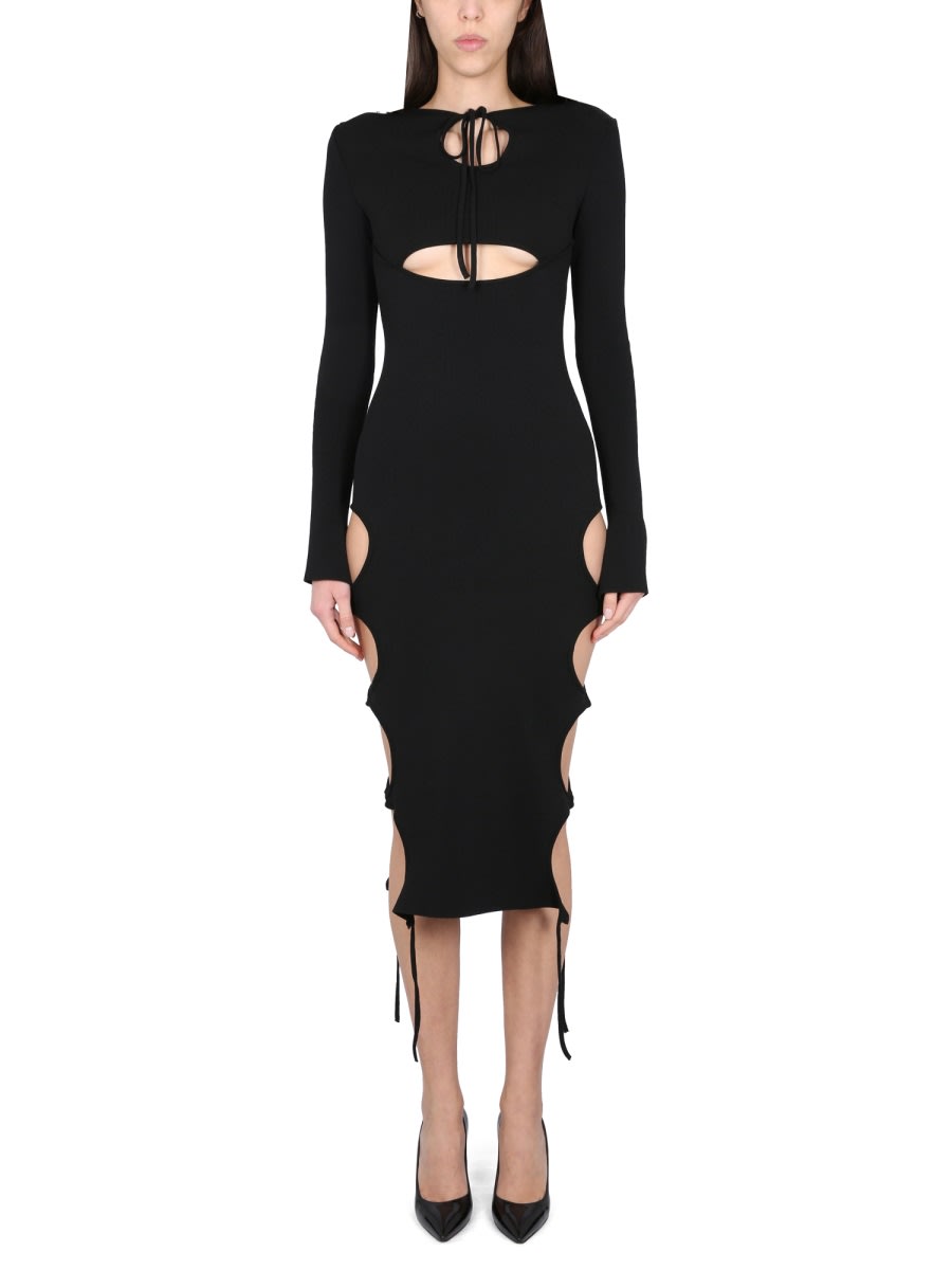 Andreädamo Midi Dress With Cut-out Details In Black
