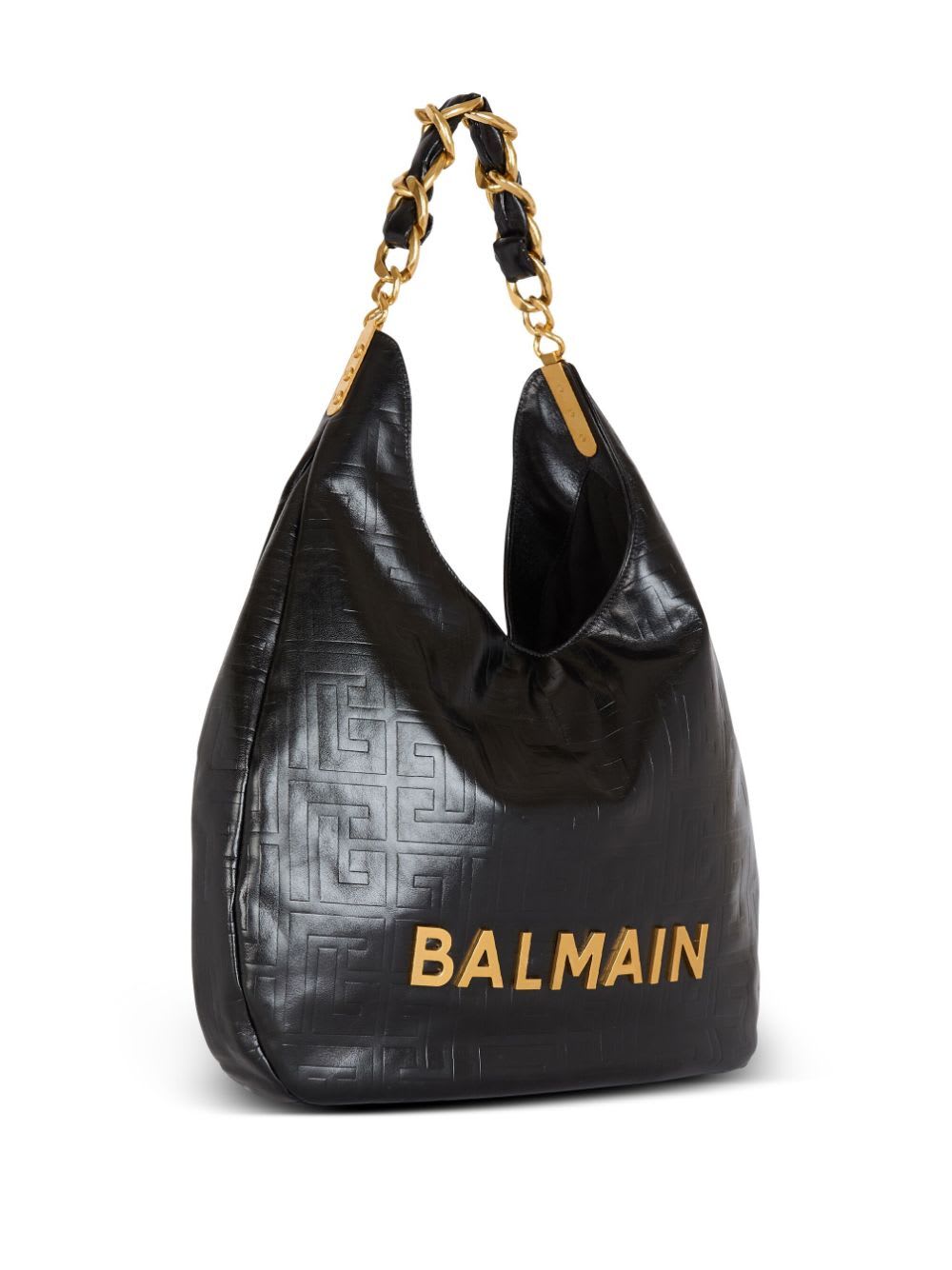 Shop Balmain 1945 Soft Hobo Cabas Bag In Pa Noir