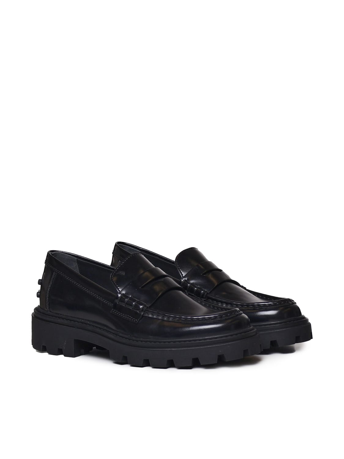 Shop Tod's Leather Loafers In Black