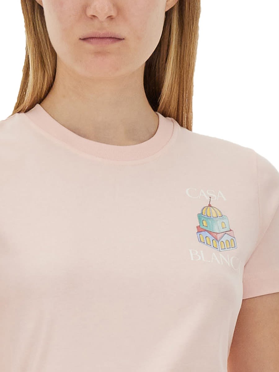 Shop Casablanca T-shirt With Logo In Pink