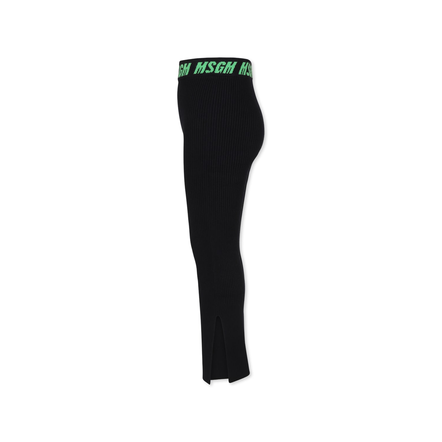 Msgm Black Trousers For Girl With Logo In Black