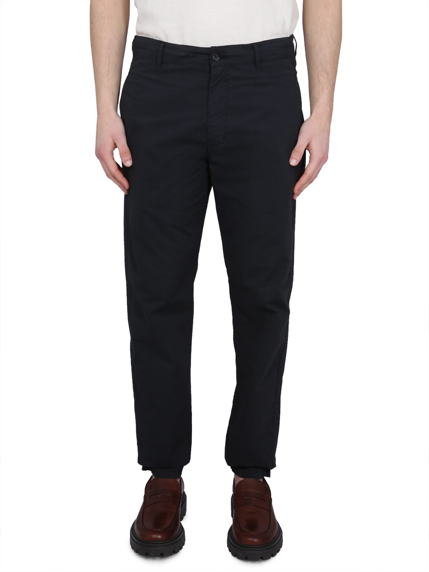 Aspesi Tailored Chino Trousers With Pockets In Blu