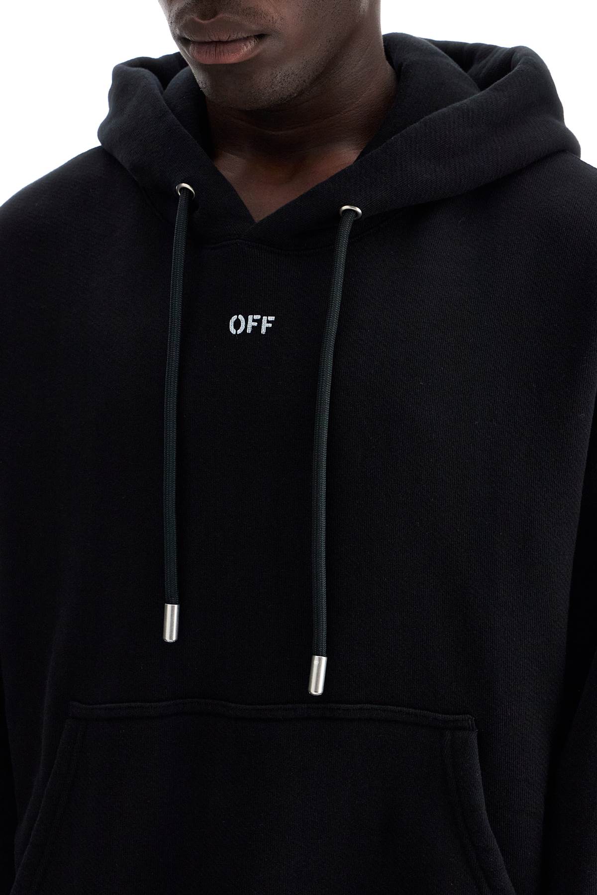 Shop Off-white Hooded Sweatshirt With Off Print In Black White (black)