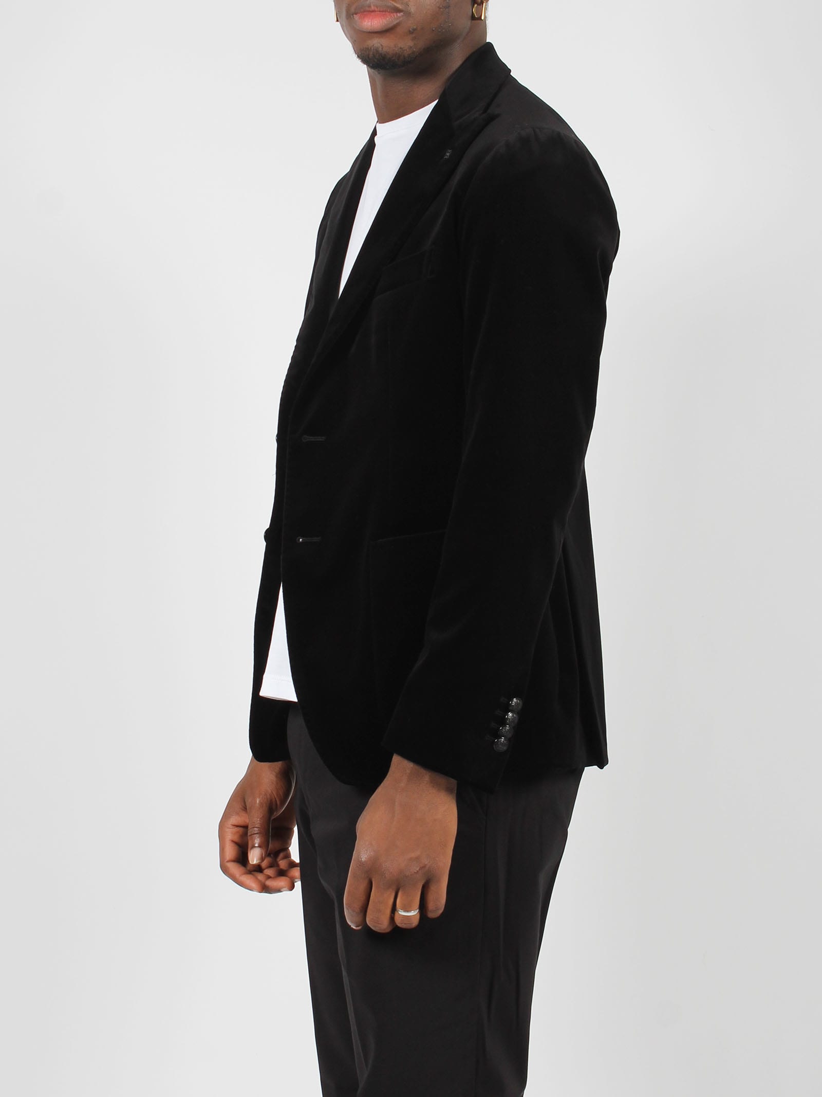 Shop Tagliatore Velvet Jacket In Black