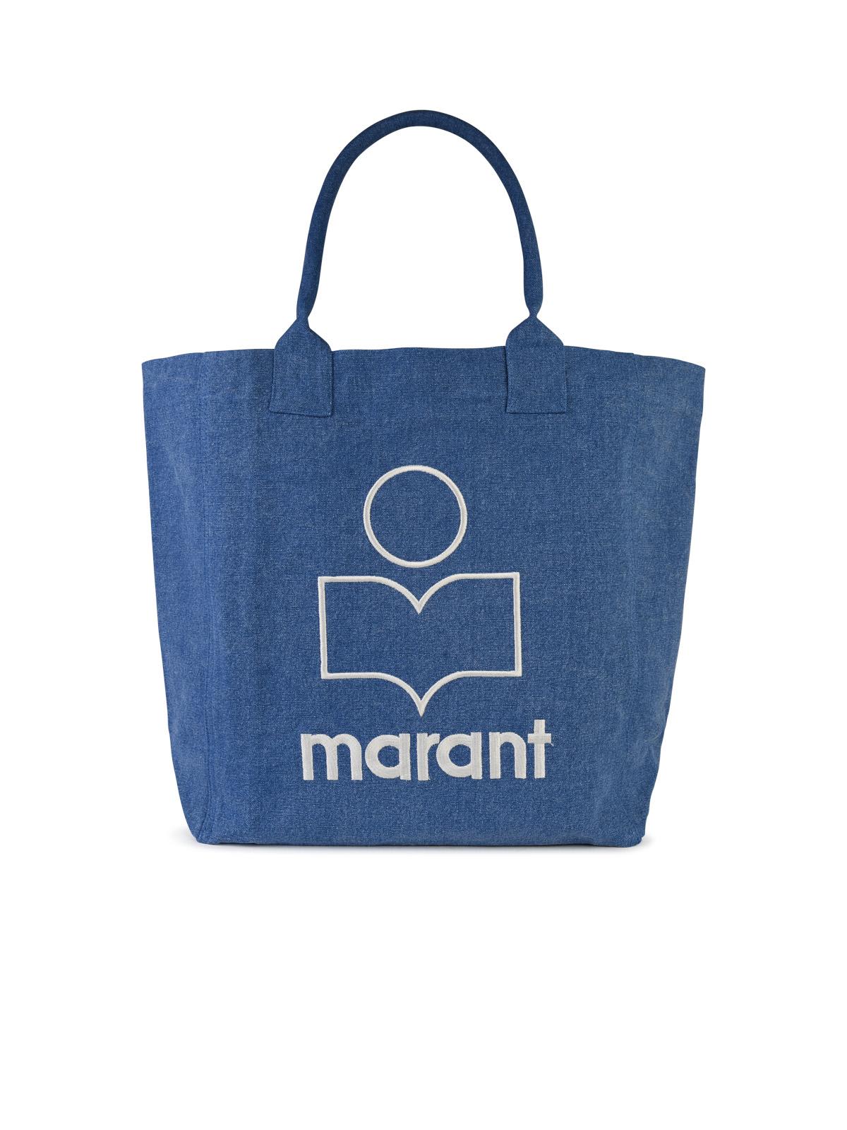 Shop Isabel Marant Venky Blue Cotton Shopping Bag