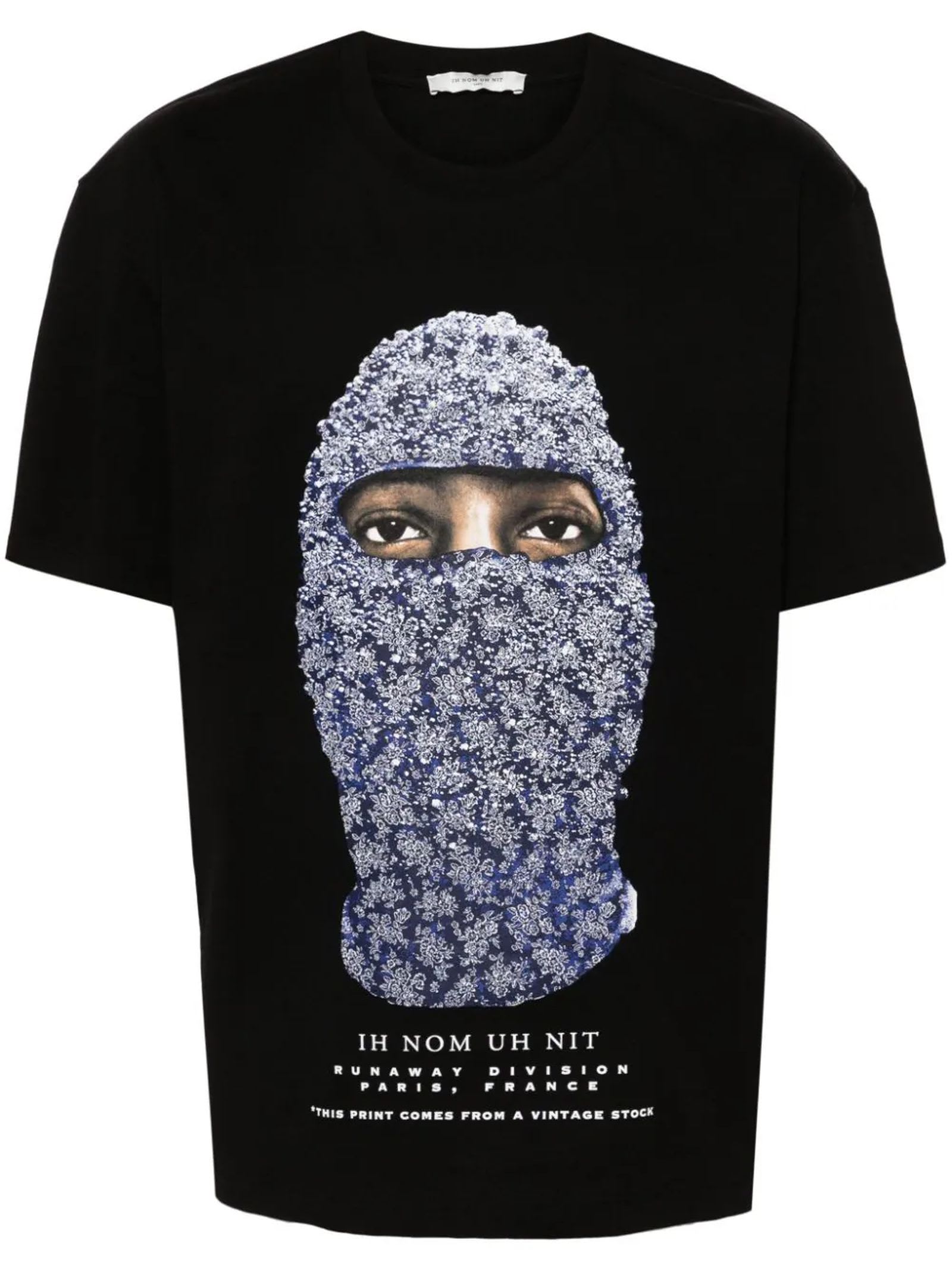 Shop Ih Nom Uh Nit Black Cotton T-shirt In Black/blue