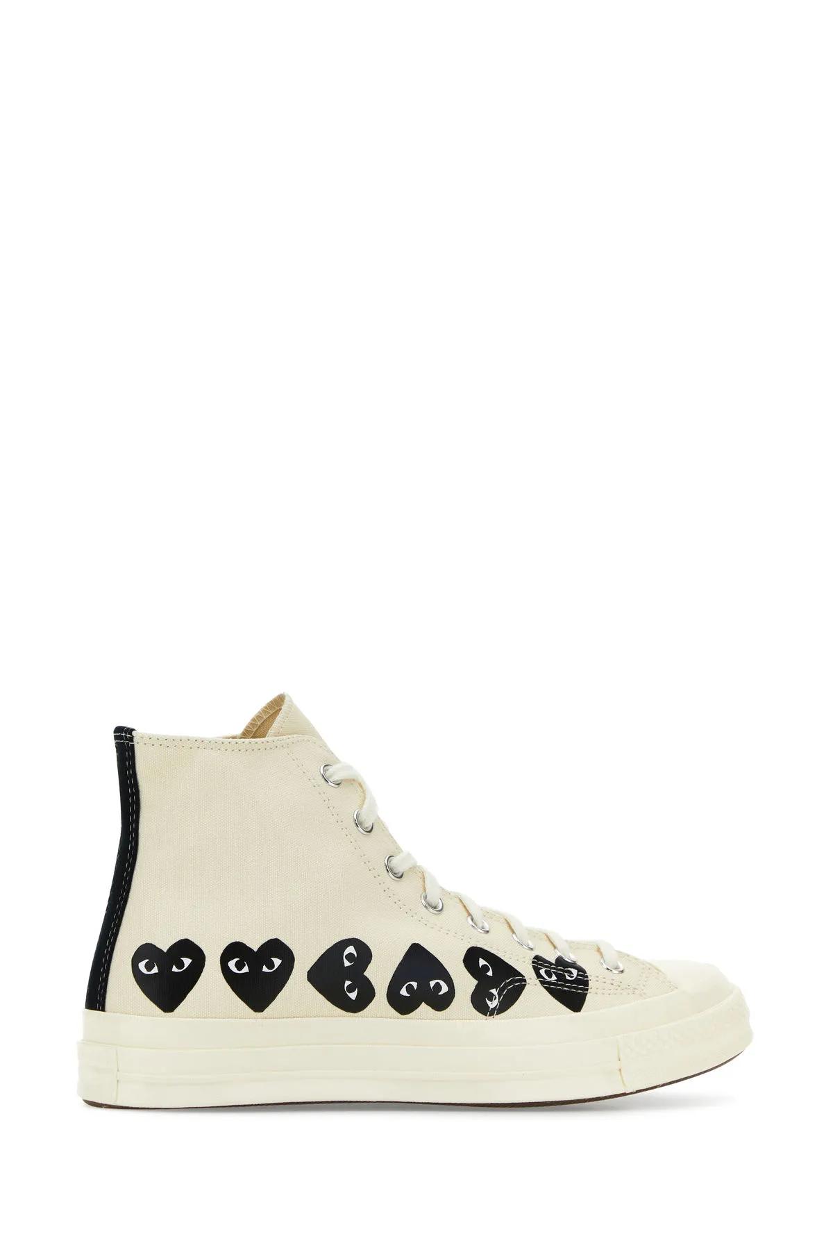 Shop Comme Des Garçons Play Ivory Canvas Comme Des Garçons X Converse Sneakers In White