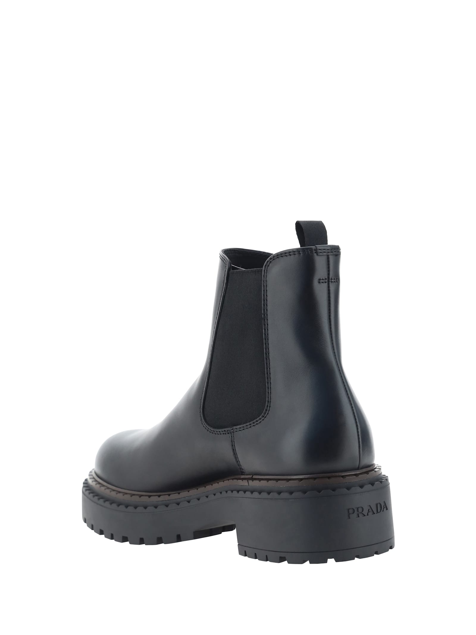 Shop Prada Ankle Boots In Nero