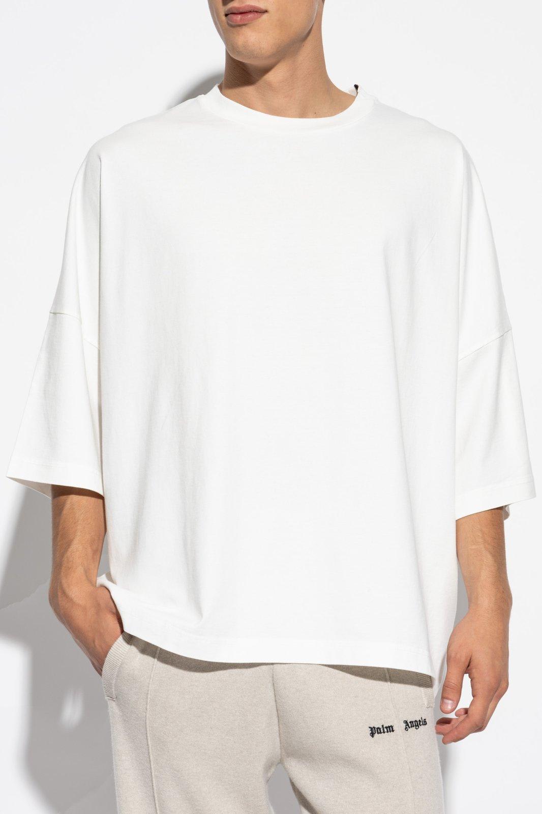 Shop Palm Angels Logo Printed Oversize T-shirt In Off White Plum