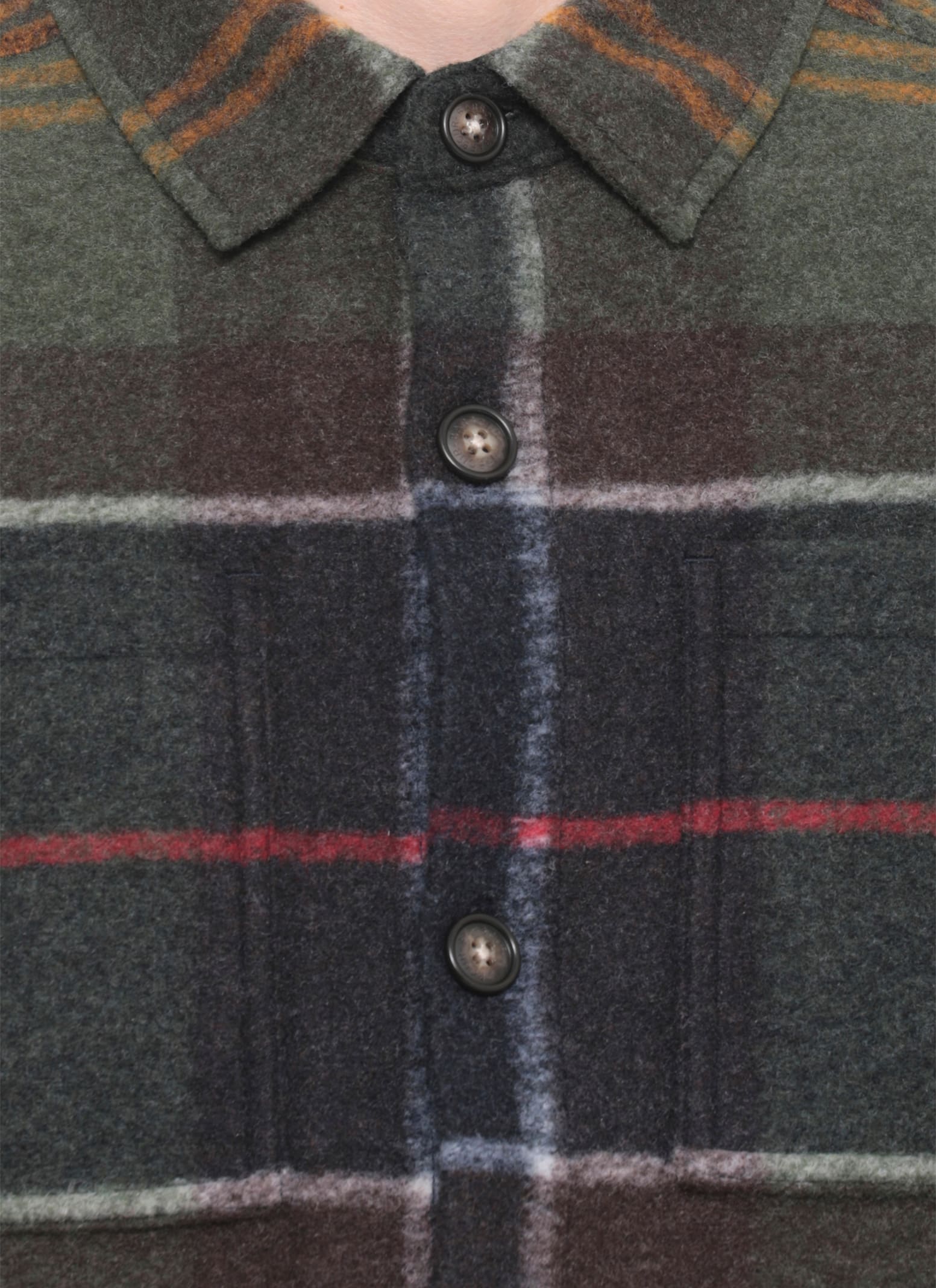 Barbour Chapter Tailored Fit Plaid Fleece Button-up Shirt Jacket In Green