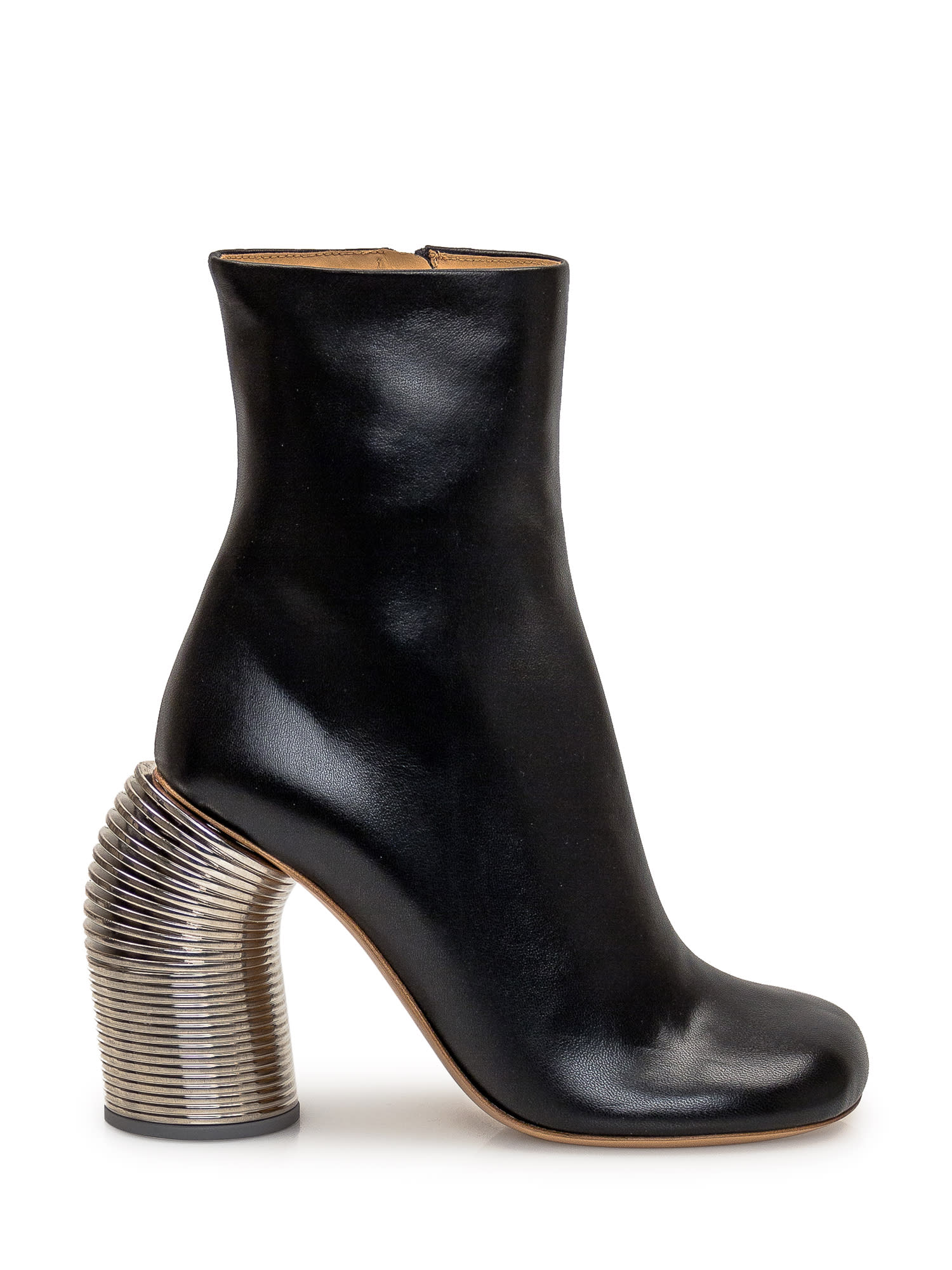 Off-White High Heels Ankle Boots In Black Leather