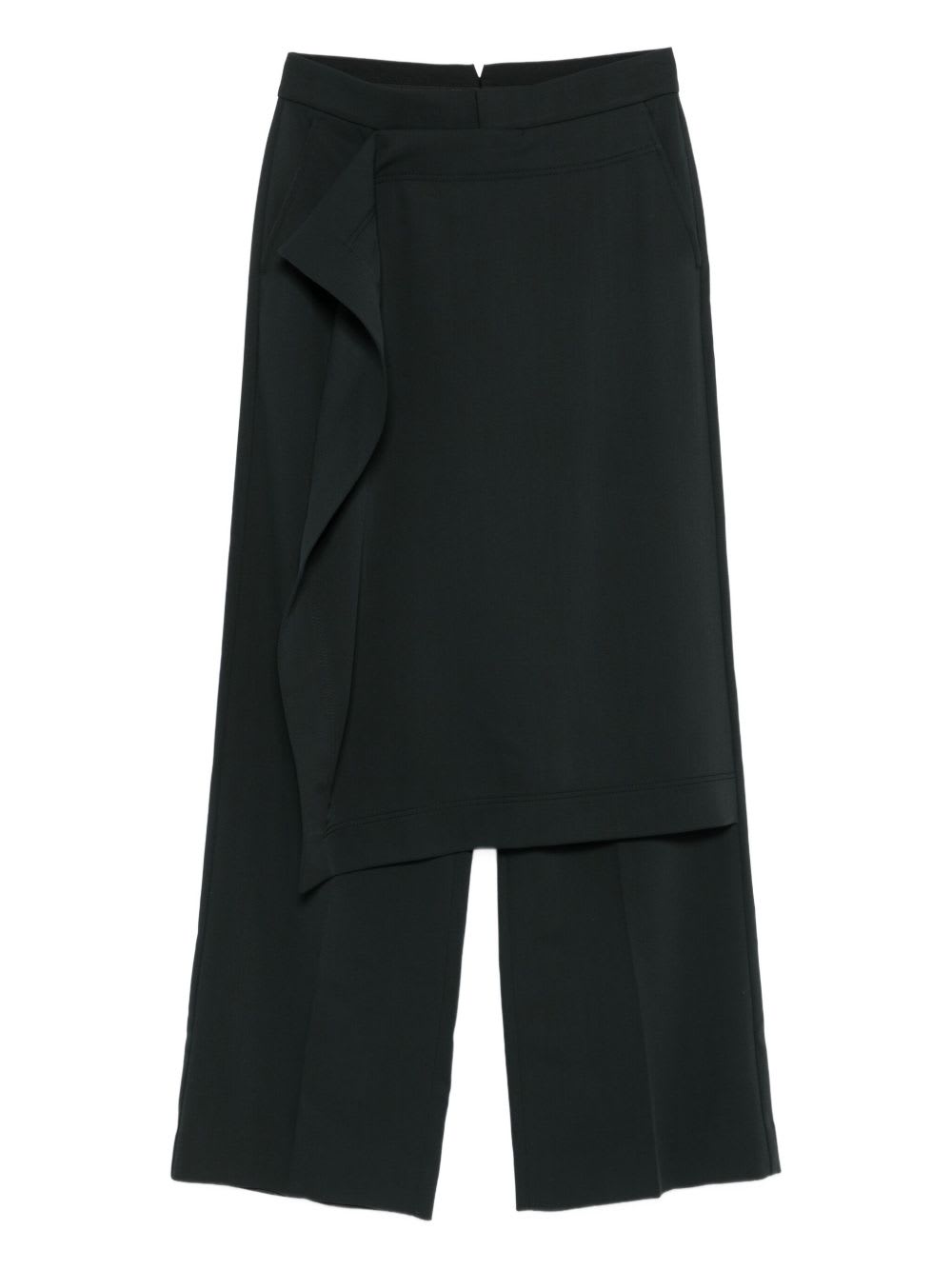 Ami Alexandre Mattiussi Wool Trousers Layered Asymmetrical Design In Black