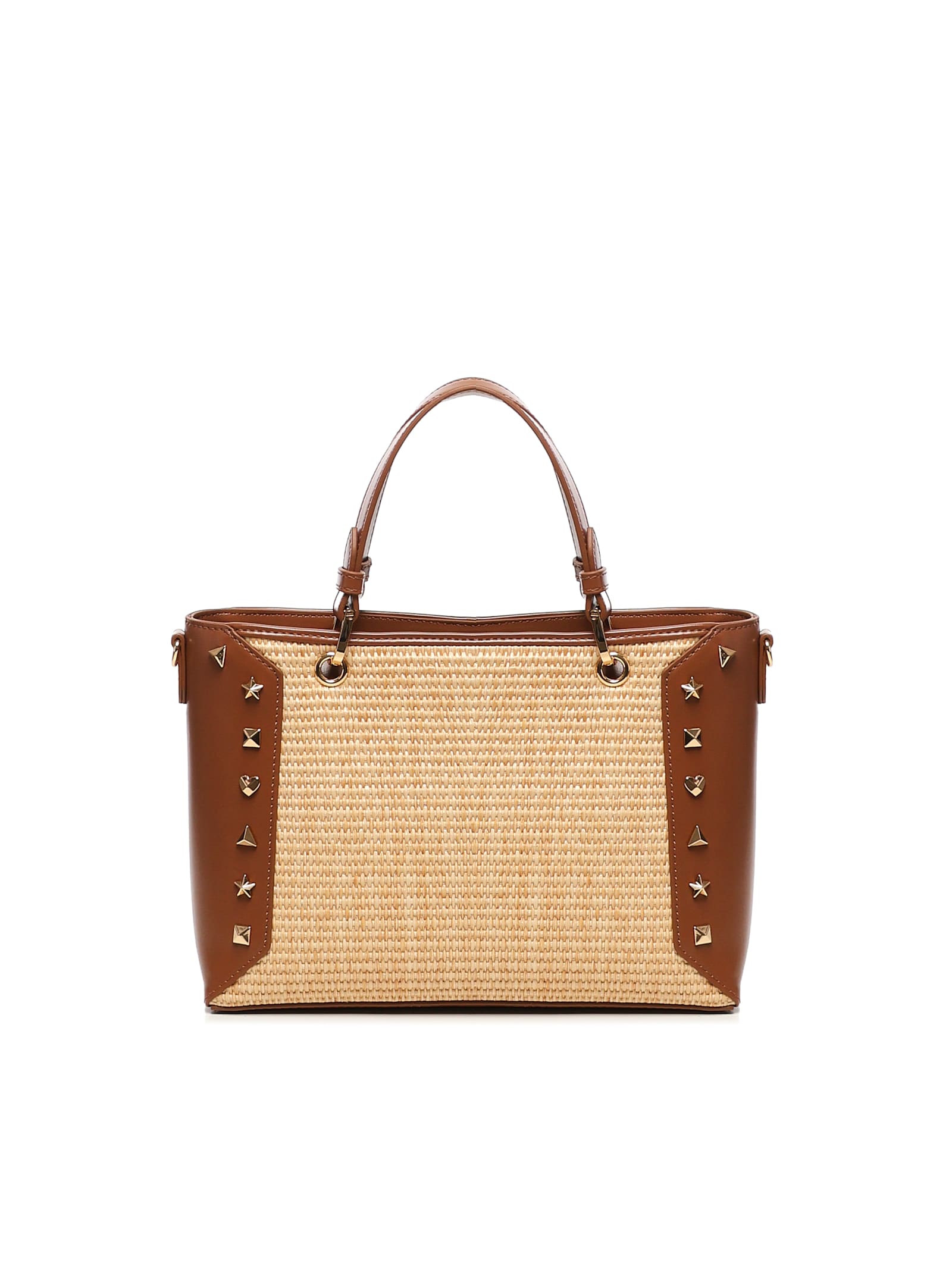 Love Moschino Raffia Tote Bag With Studs