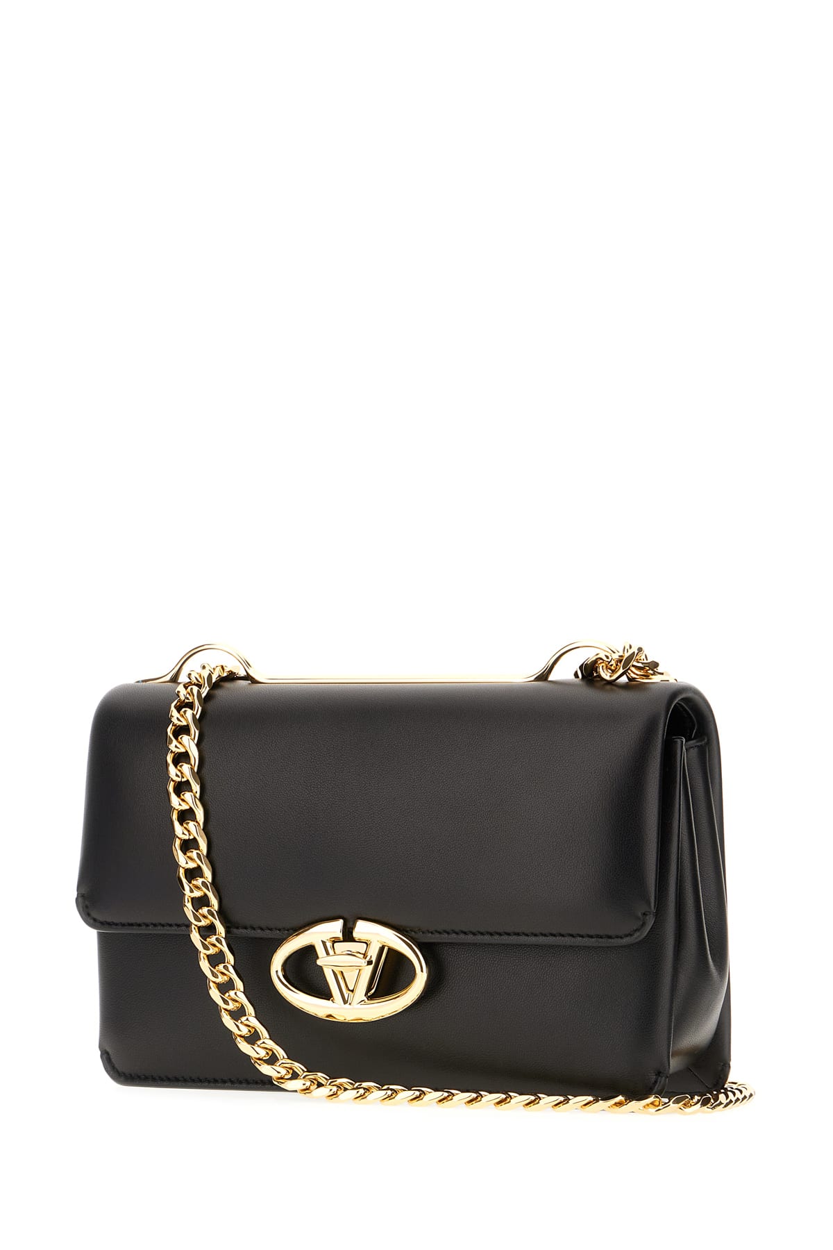 Shop Valentino Black Nappa Leather Vlogo Crossbody Bag