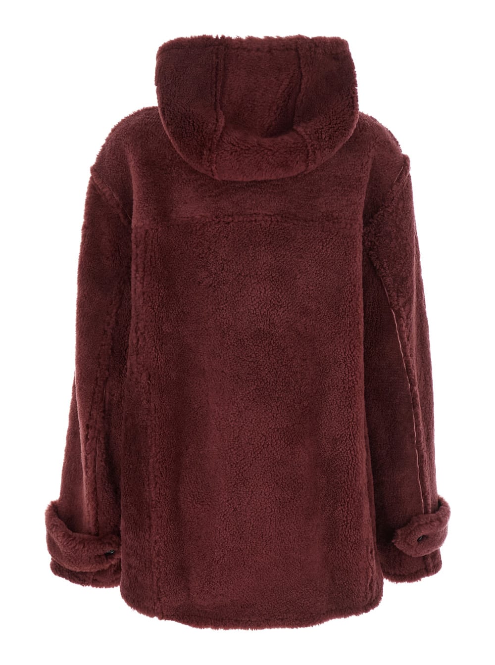Marni Brown Jacket With Hood With Buttons And Logo Patch On The Front In Fur Woman In Brown