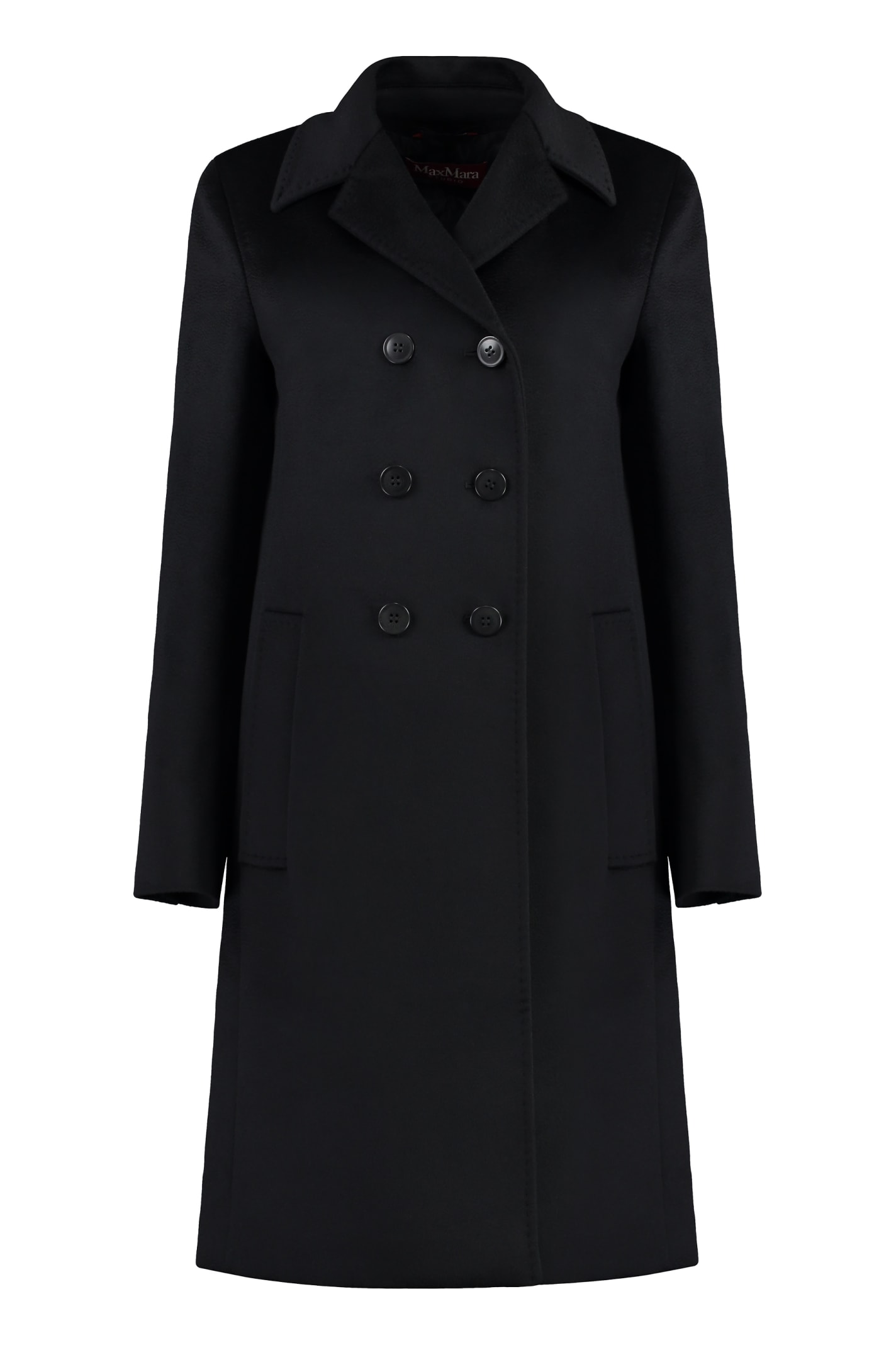 Shop Max Mara Faiti Double-breasted Coat In Black