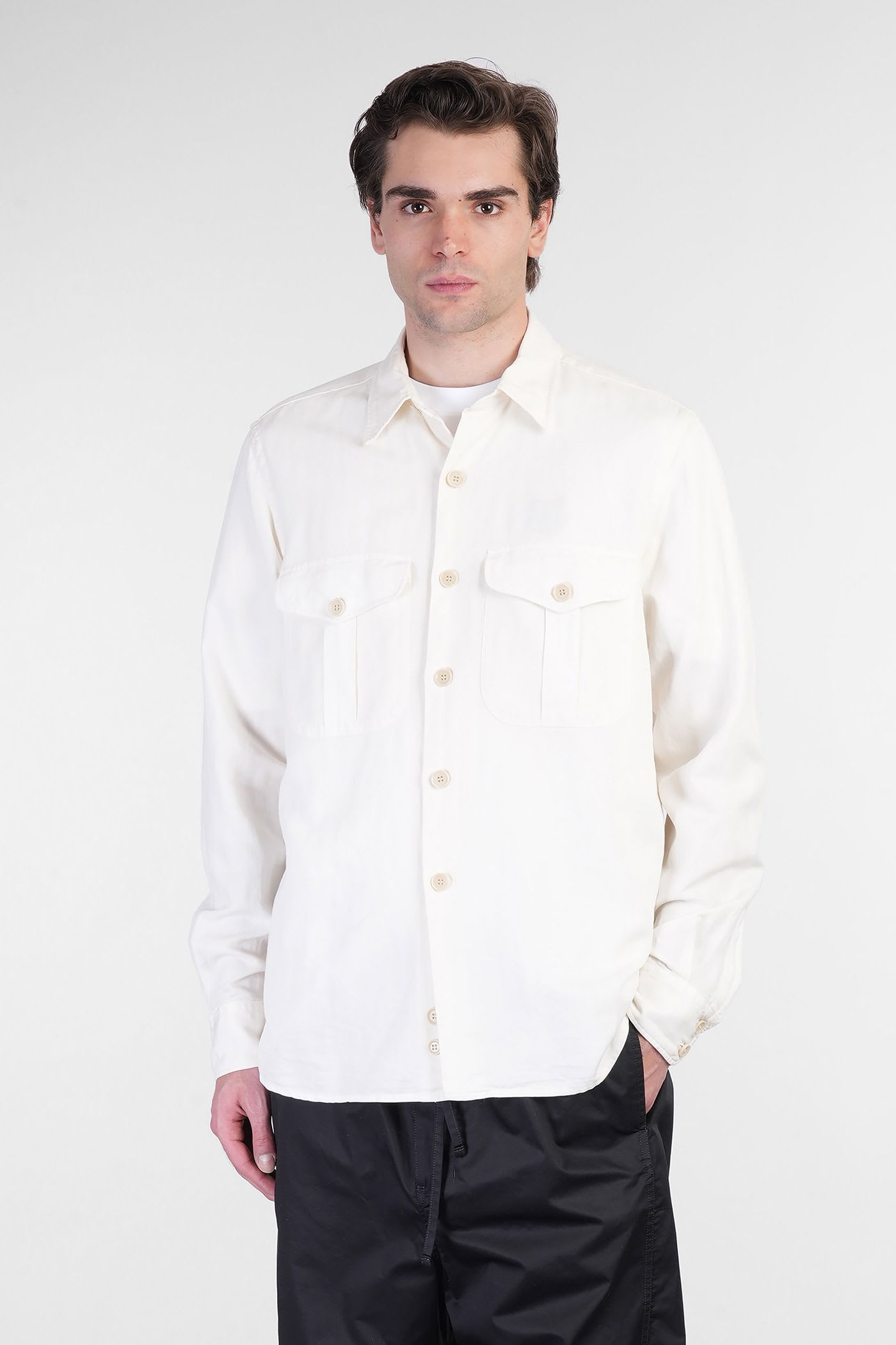 Aspesi Glenn Shirt In Beige Linen