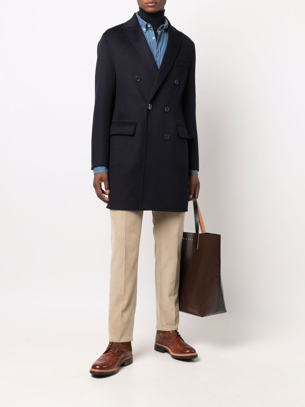 Paltò Wool Blend Double Breasted Coat In Blue