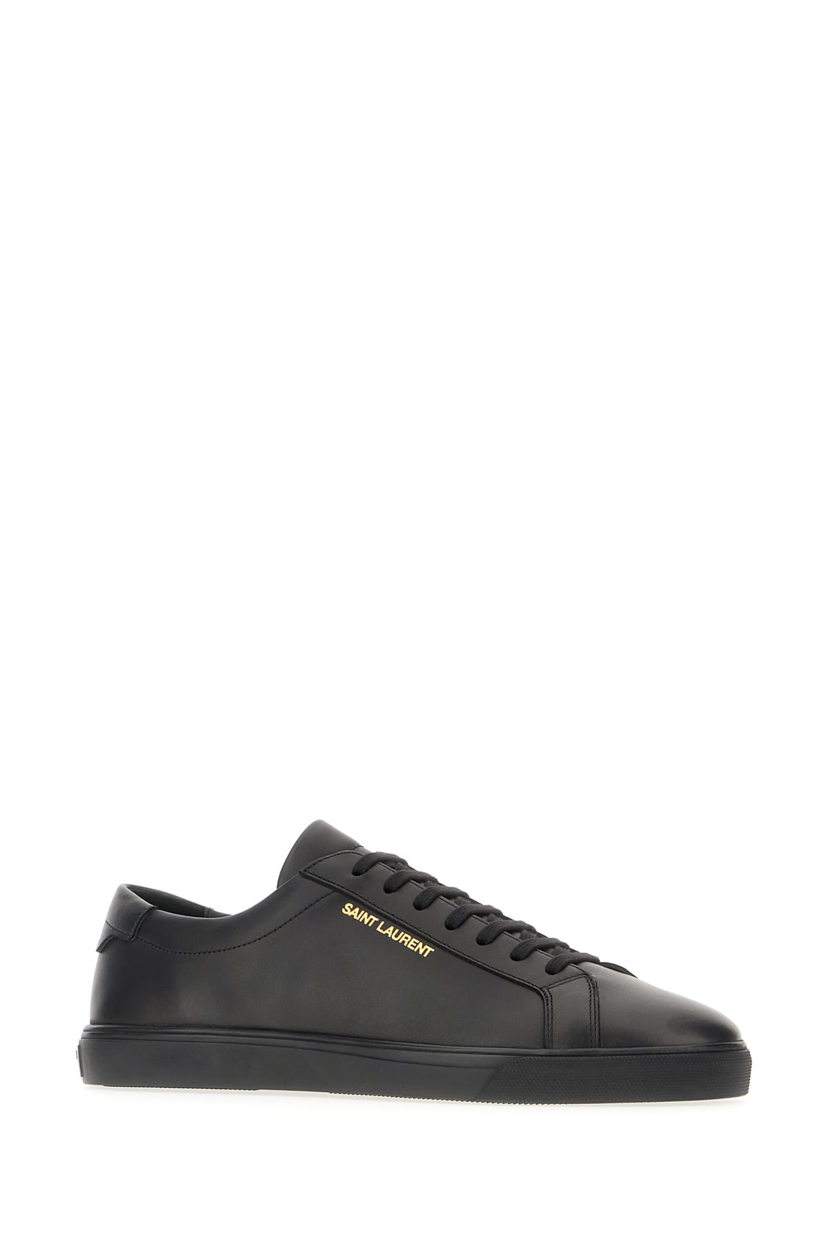 Shop Saint Laurent Black Leather Andy Sneakers In Nero