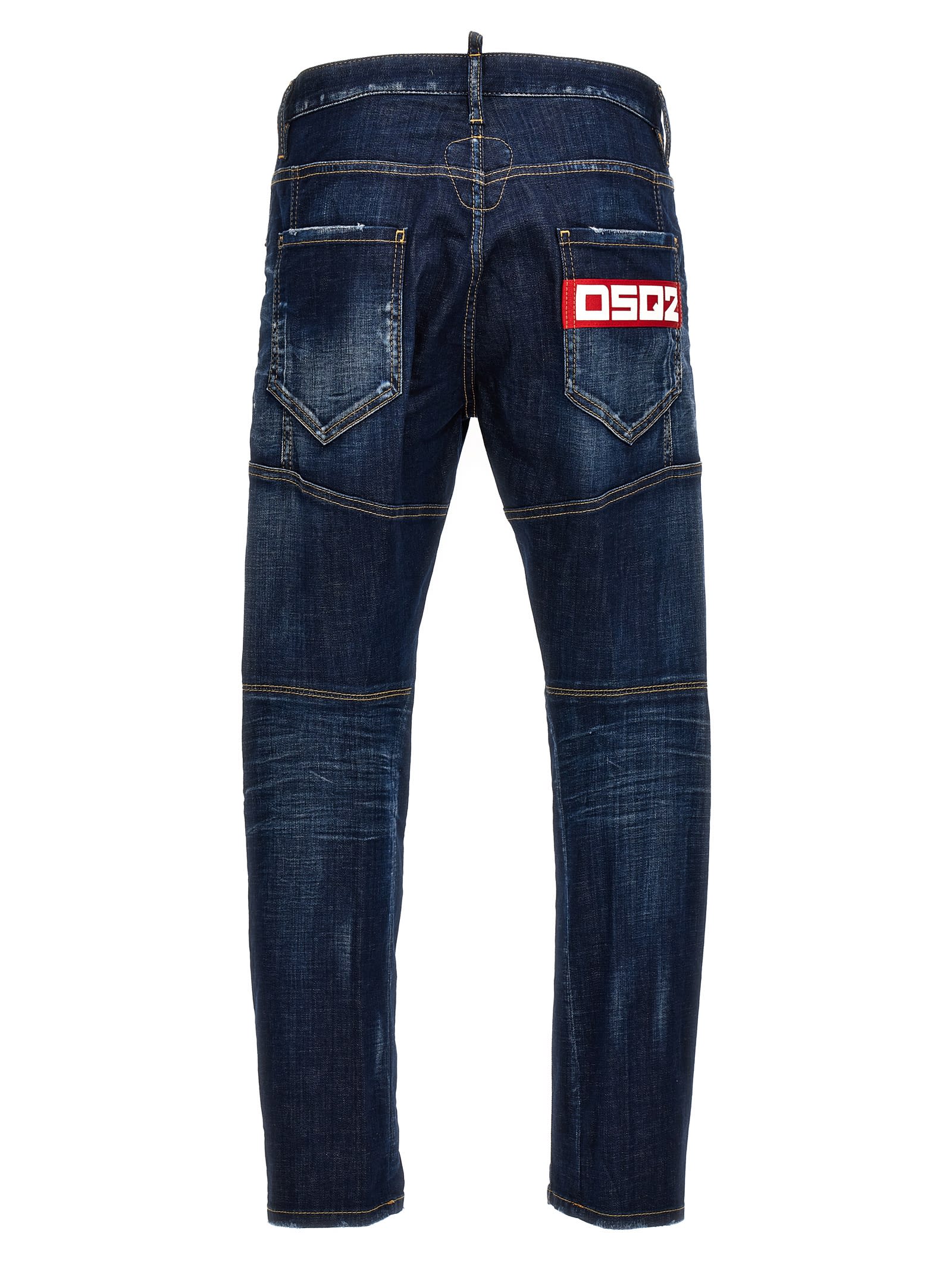 Dsquared2 Blue Jeans With Belt Loops And Logo Patch On The Rear In 470