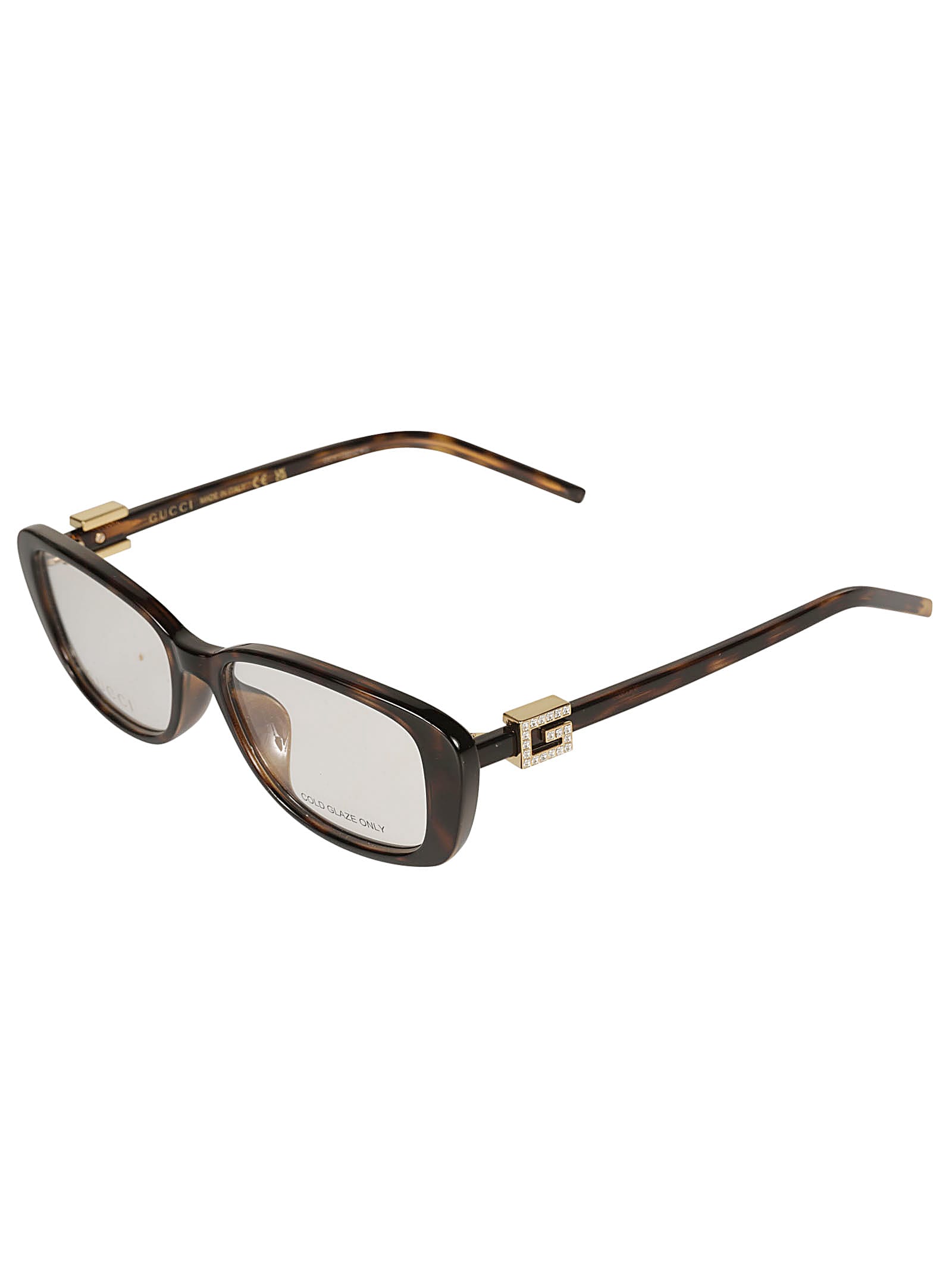 Gucci Rectangle Flat Logo Lens Frame In Havana-havana-transparent