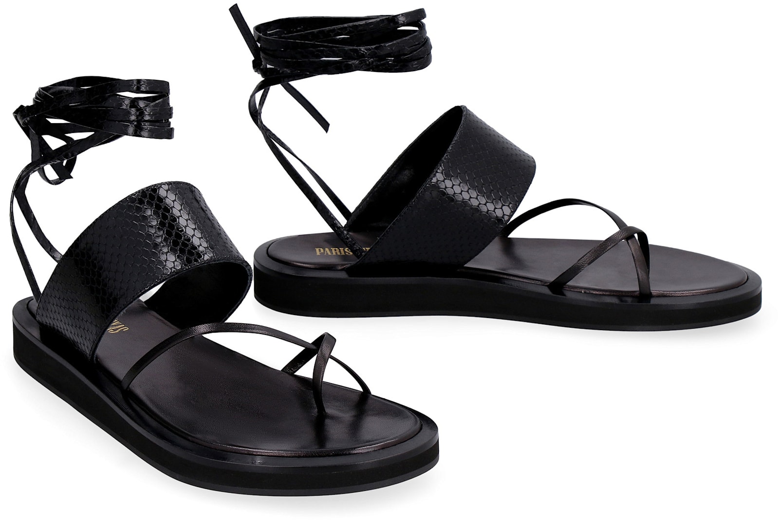 Paris Texas Brooklyn Leather Sandals In Black