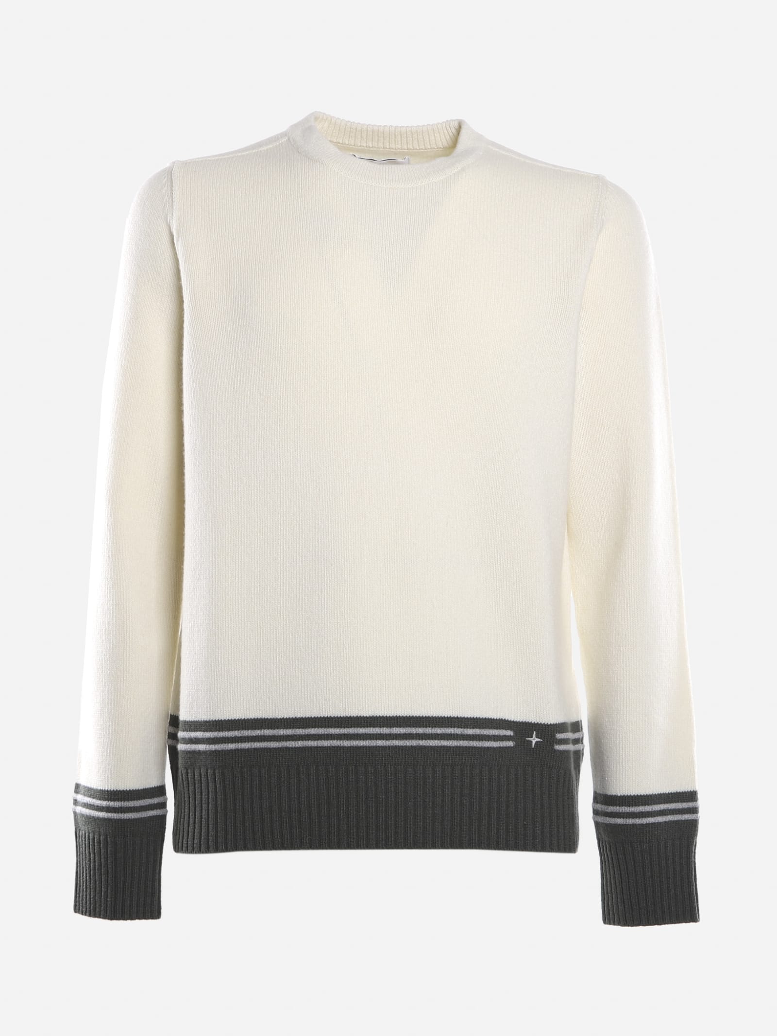 Stone Island Wool Blend Sweater With Contrasting Logo Print
