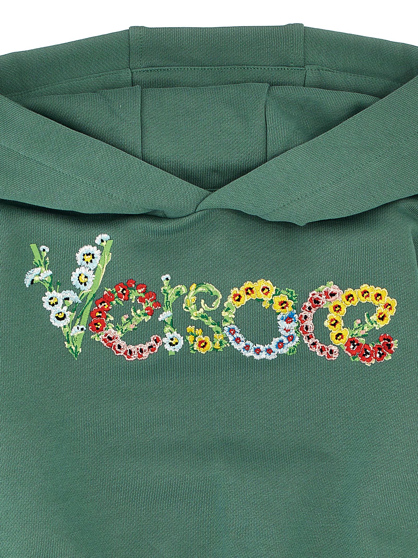 Versace Embroidered Hoodie In Green