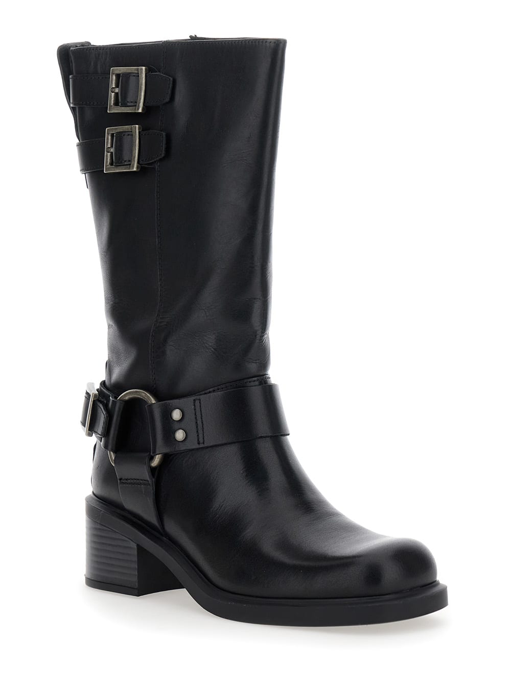 Vagabond Daniella Buckle-strap Leather Boots In Black