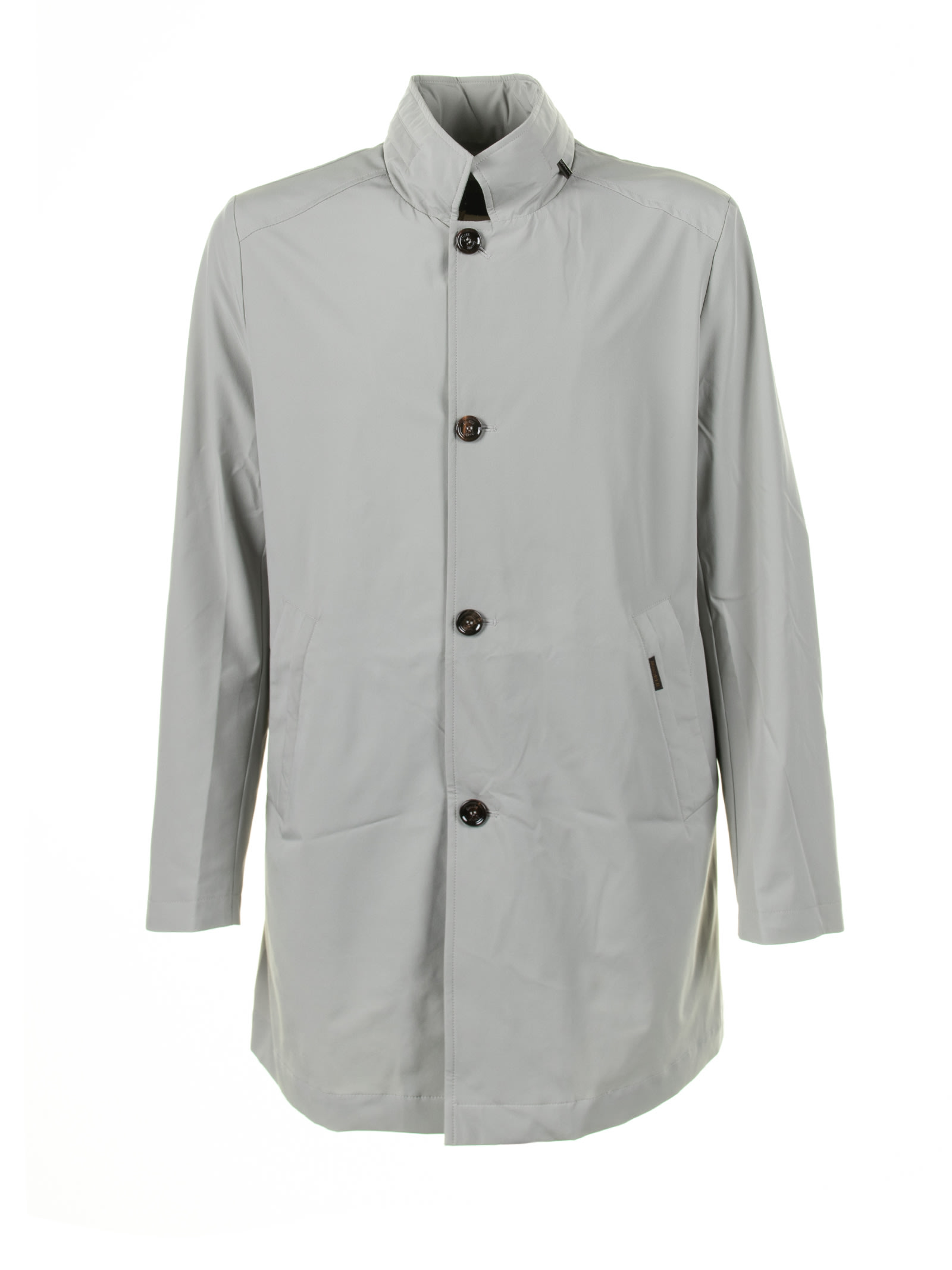 Shop Moorer Long Ice Trench Coat With Buttons In Ghiaccio