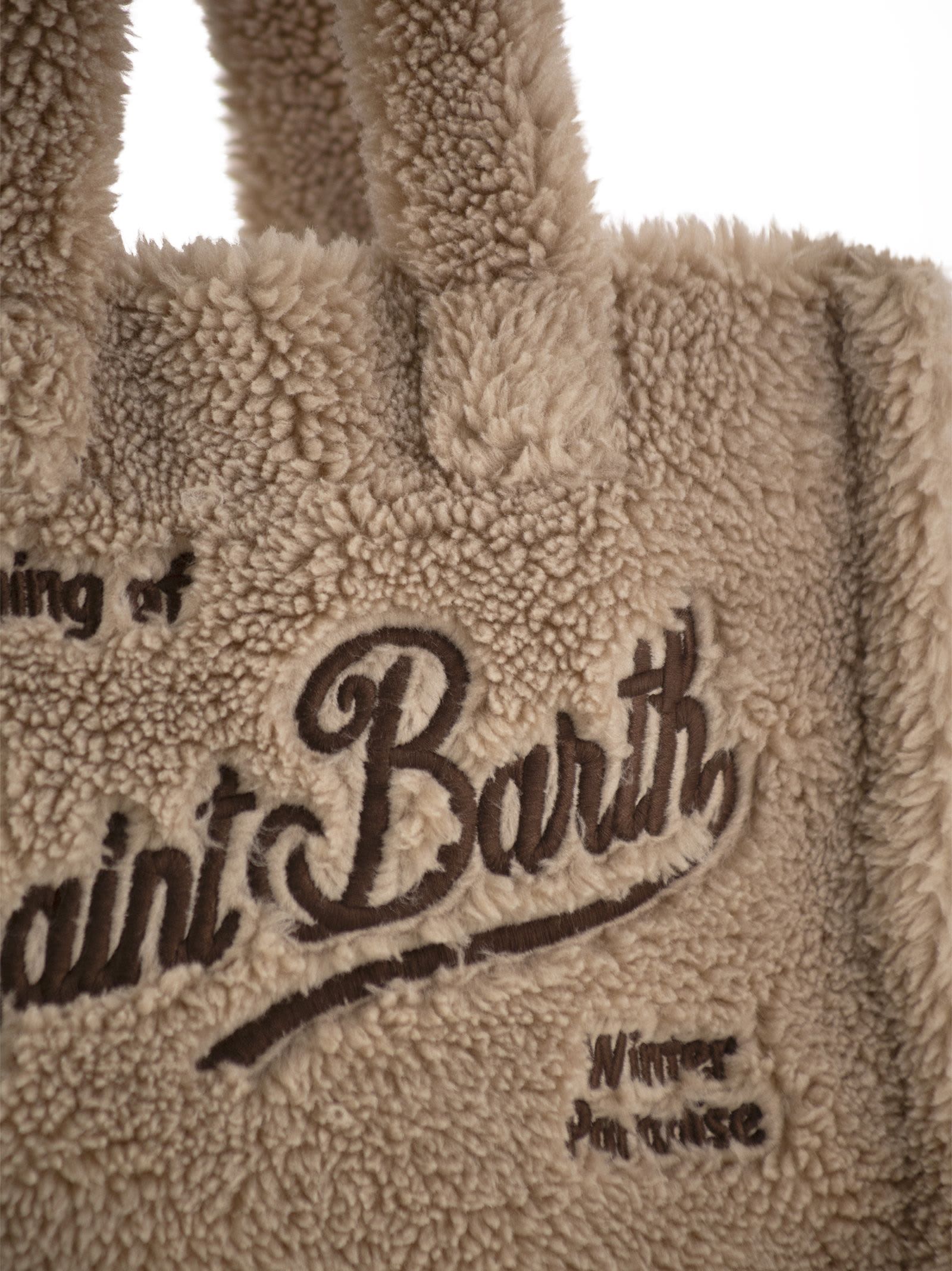 MC2 SAINT BARTH SMALL SOFT SHERPA BAG WITH SAINT BARTH LOGO AND SHOULDER STRAP
