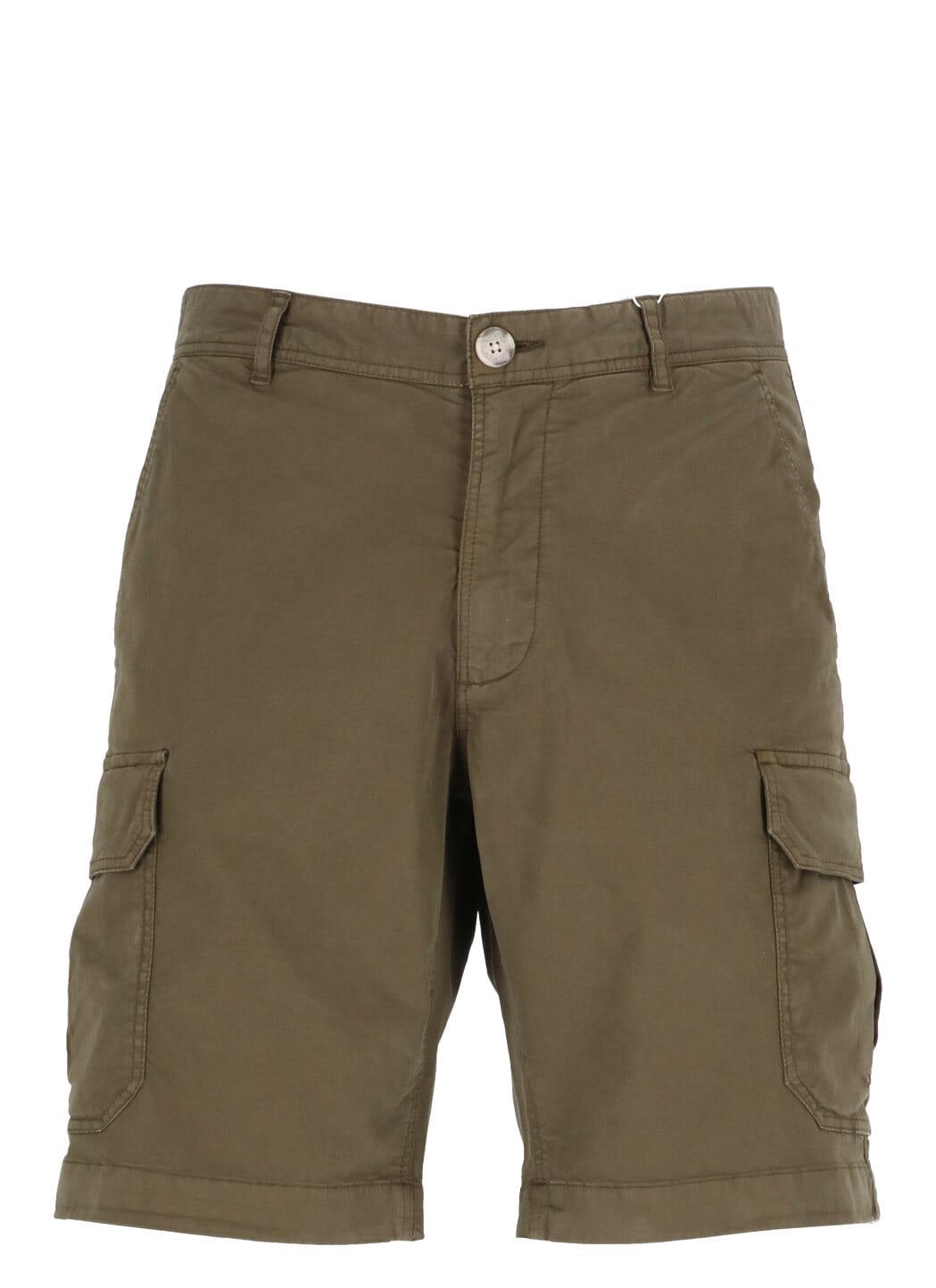 Woolrich Cotton Cargo Bermuda Shorts In Army Olive