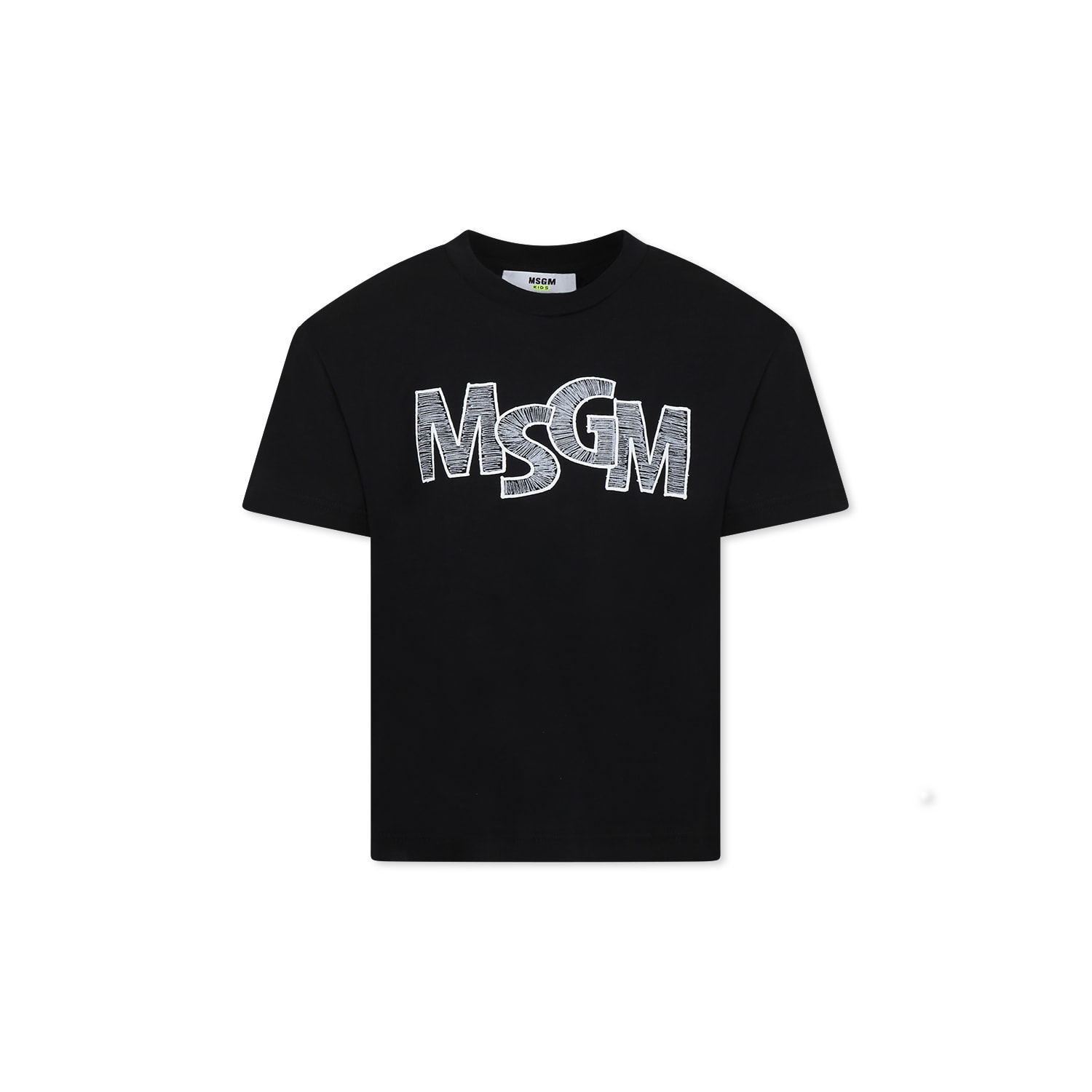Shop Msgm Black T-shirt For Boy With Logo