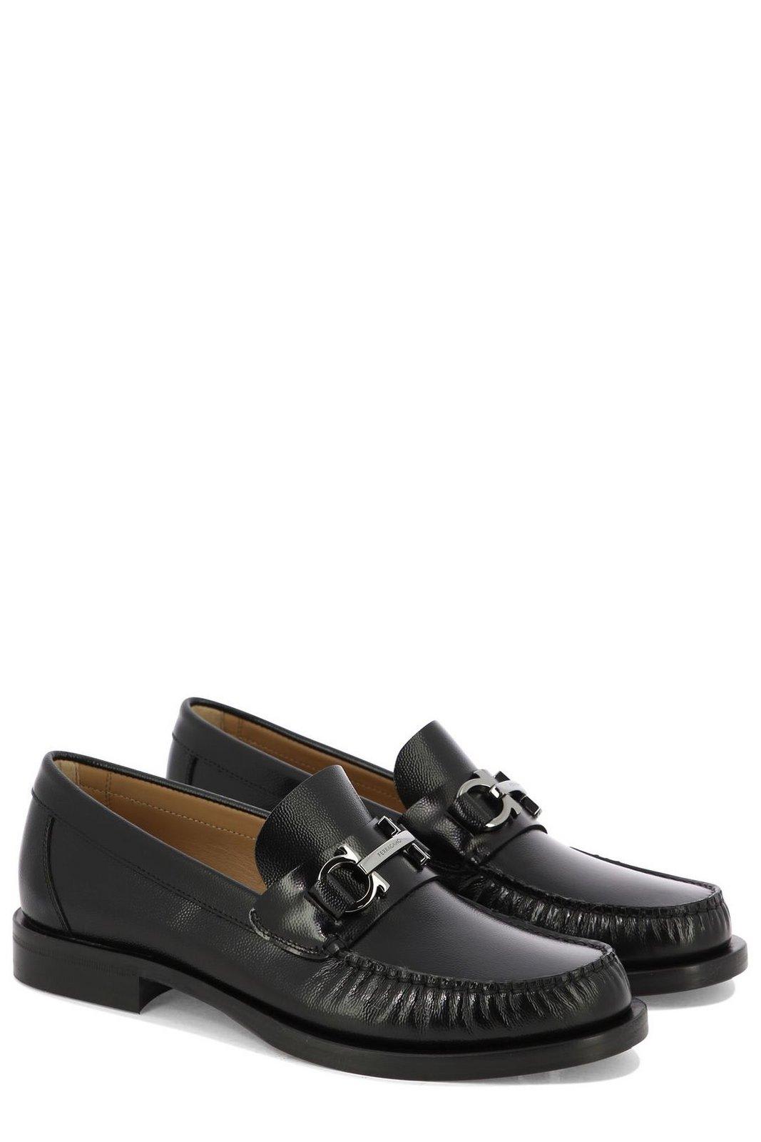 Shop Ferragamo Gancini Detailed Slip-on Loafers In Black